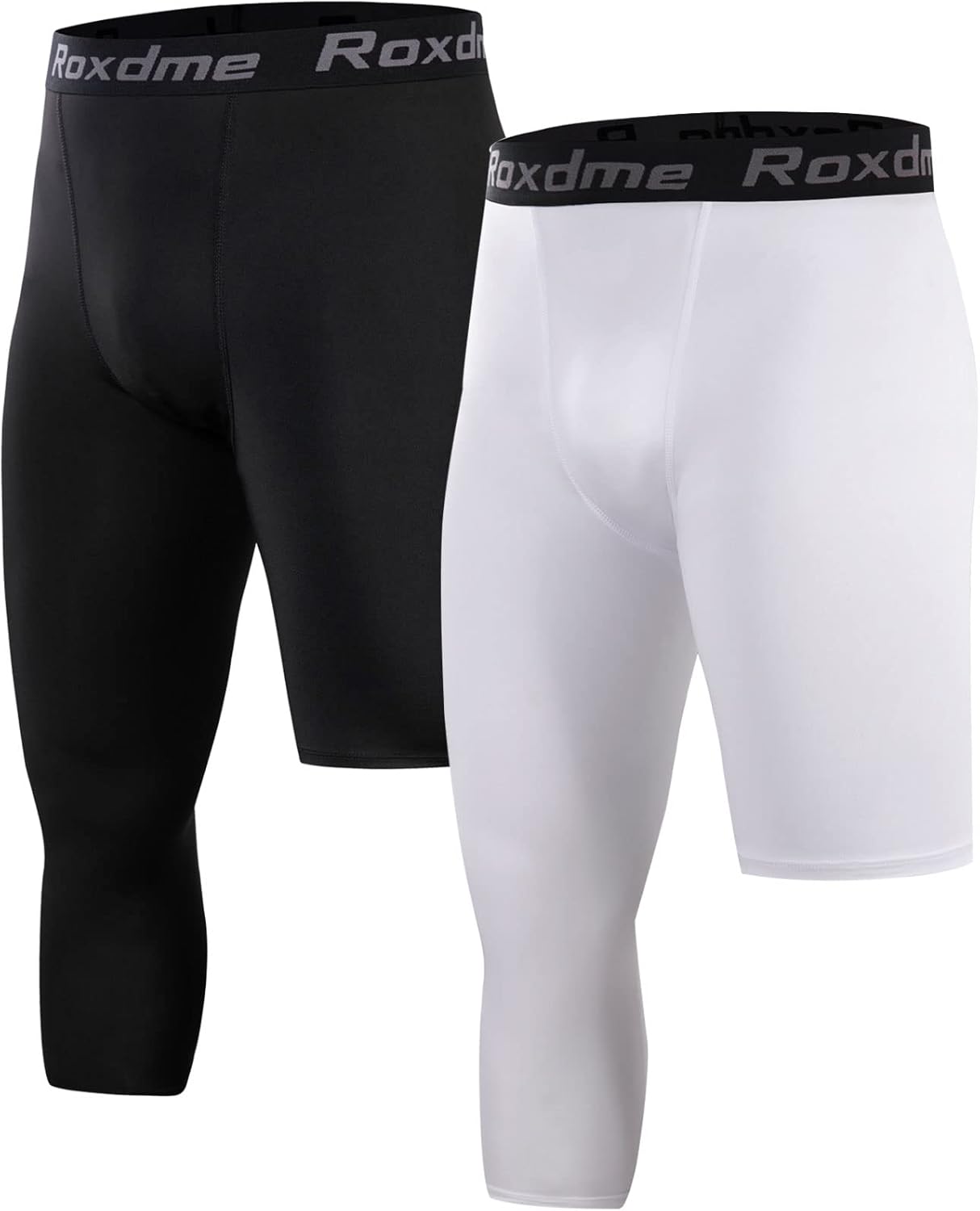 2 Pack Men's Compression Capri Tights Pants, Special One Leg Athletic Wear, Inno...