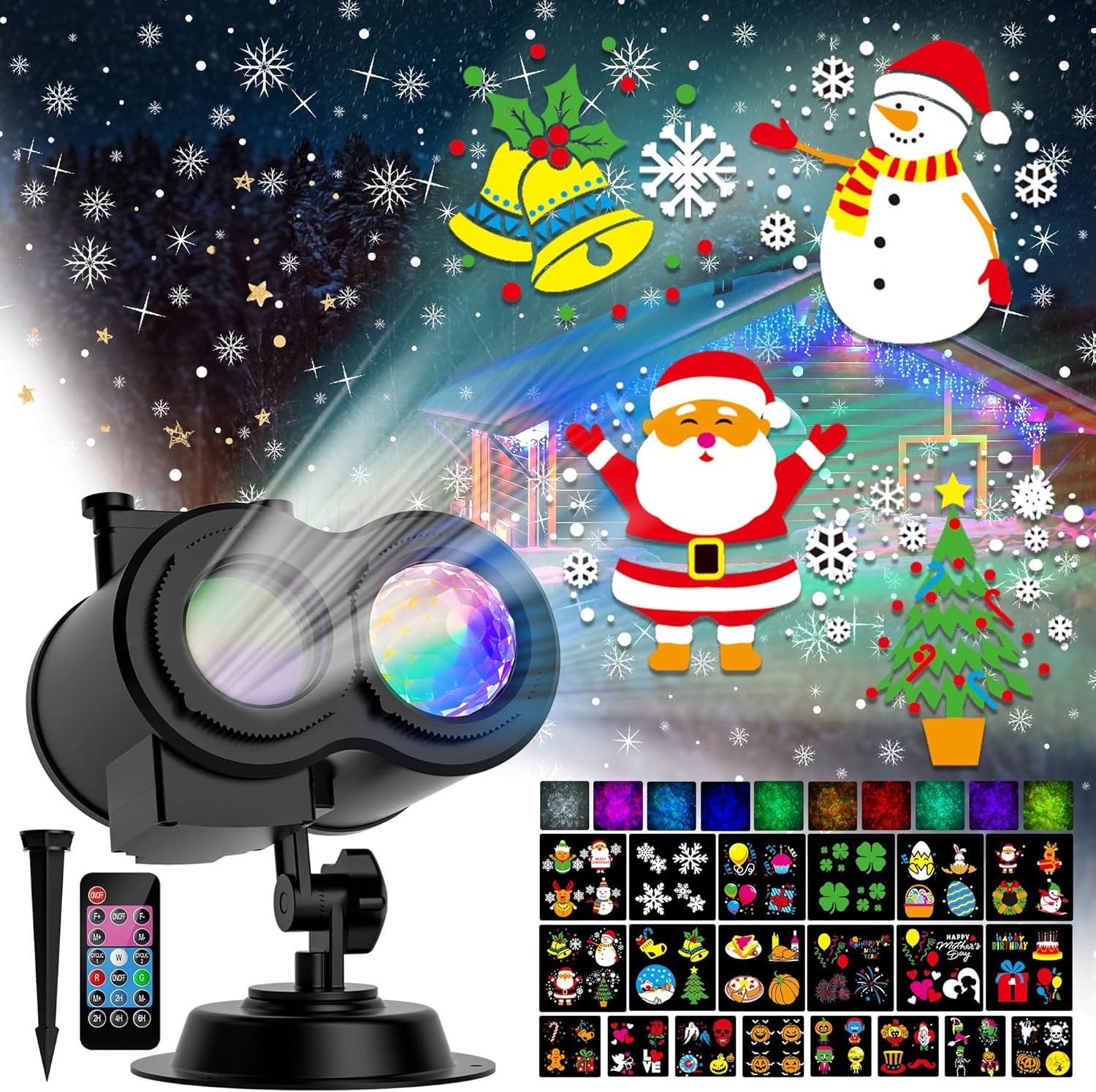 2024 Upgrade Christmas Halloween Projector Lights Outdoor, COOLWUFAN 2-in-1 Movi...