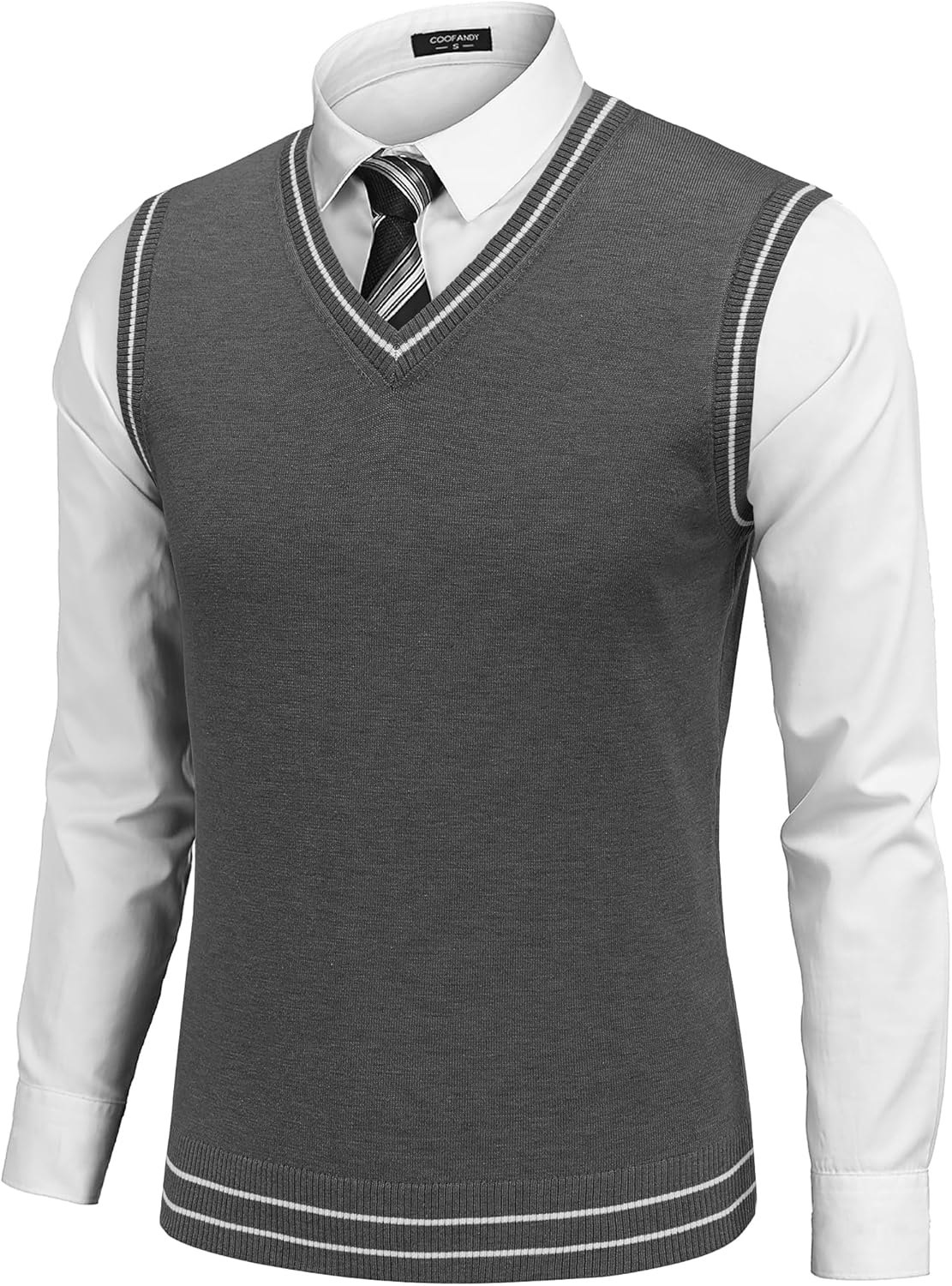 COOFANDY Men's Sleeveless Sweater, Special Vest Lightweight, Unique V-Neck Cotto...