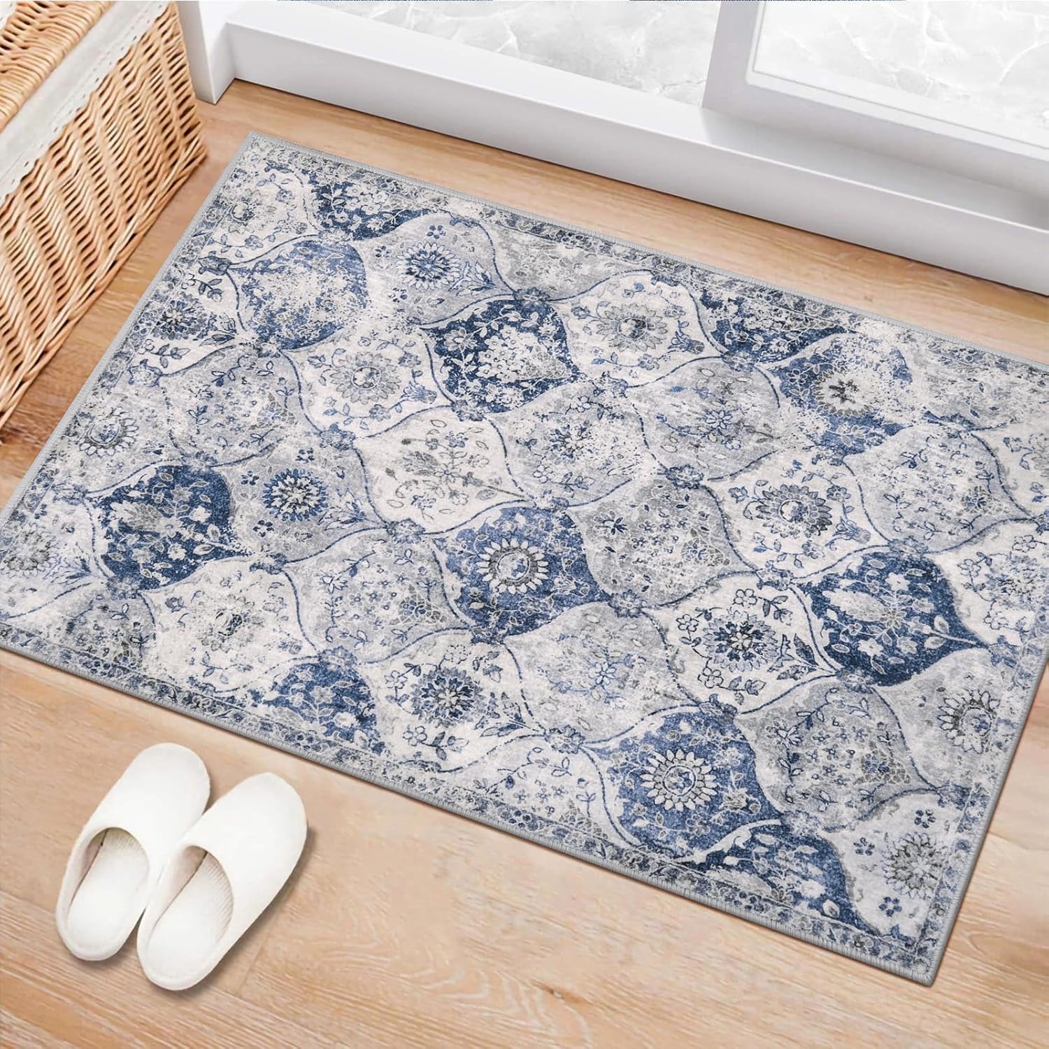 Lahome Moroccan Trellis Small Area Rug, Special Entryway Rug with Ultra-Thin Was...