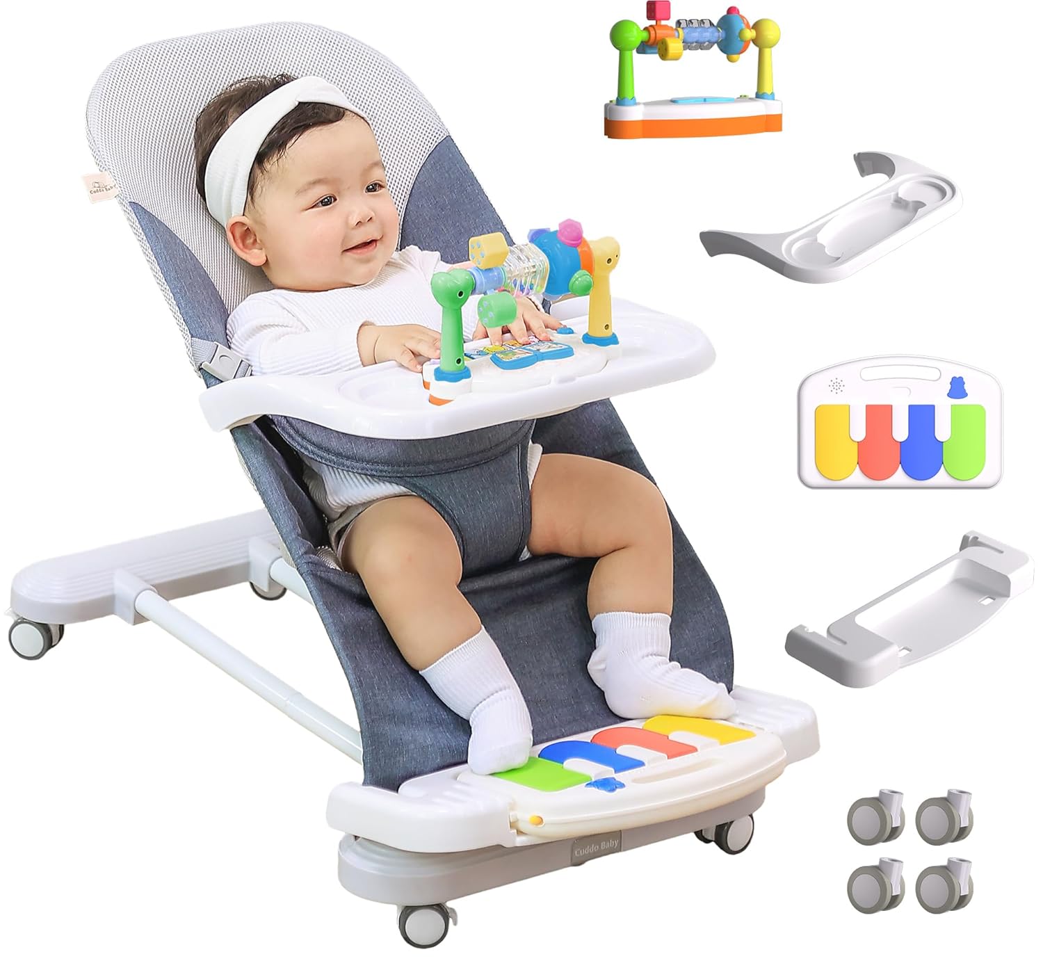 CuddoBaby Baby Bouncer 4-in-1 with Wheels, Detacha...