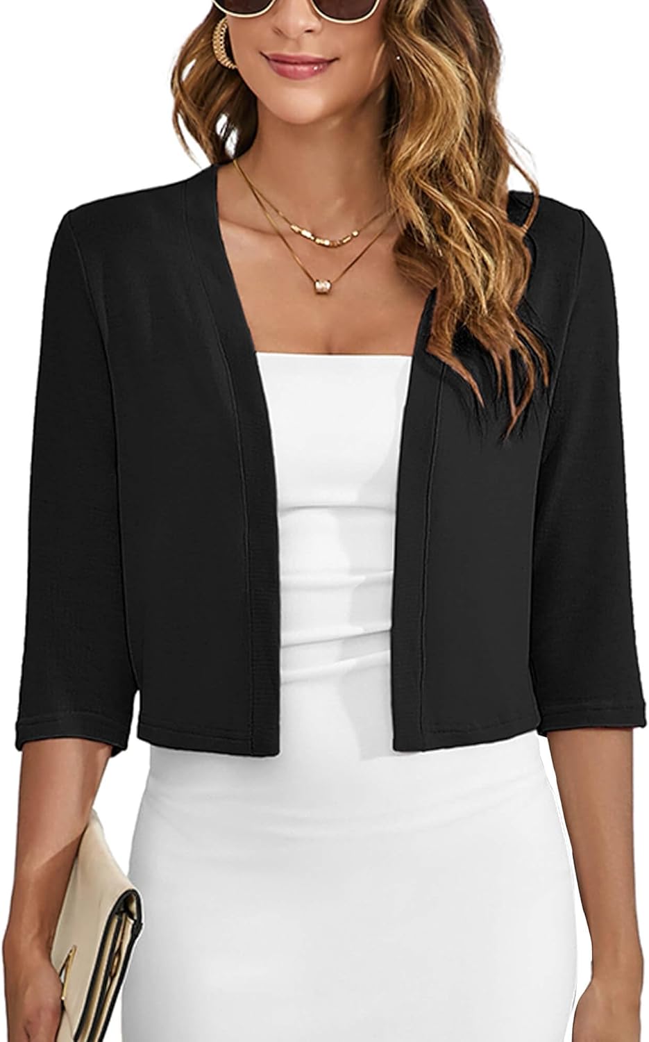 Heymoments Women's Thin Shrugs Lightweight Cropped Tops Open Front Cardigan for...