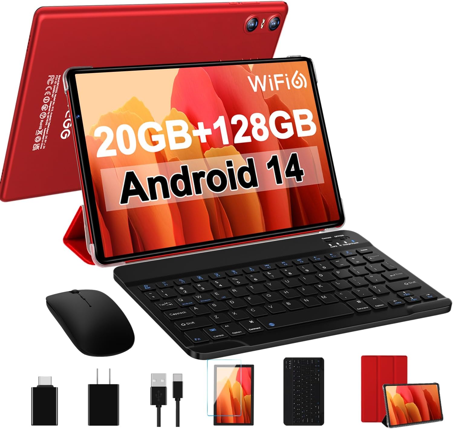 Android 14 Tablet Newest 10.1 inch Tablets,20GB RAM 128GB ROM 1TB Expand,Octa-Co...