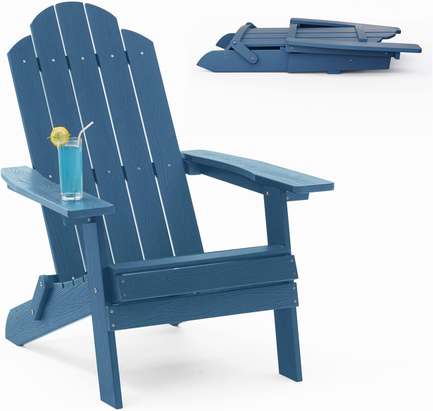 MXIMU Folding Adirondack Chair, Special Weather Resistant Plastic Fire Pit Chair...