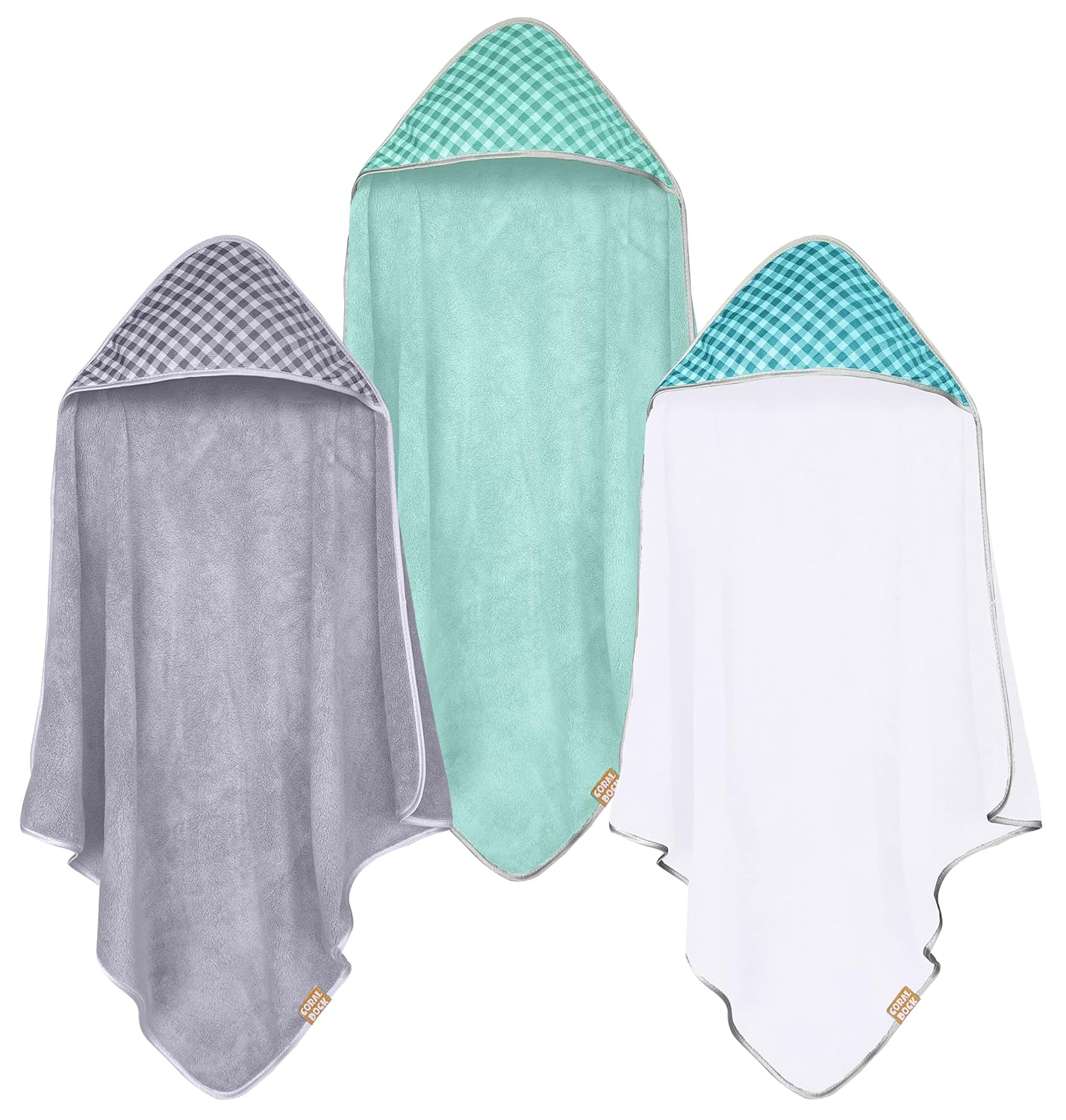 CORAL DOCK Baby Hooded Bath Towels, Special 3 Pack Bath Towel Sets, Ultra Absorb...