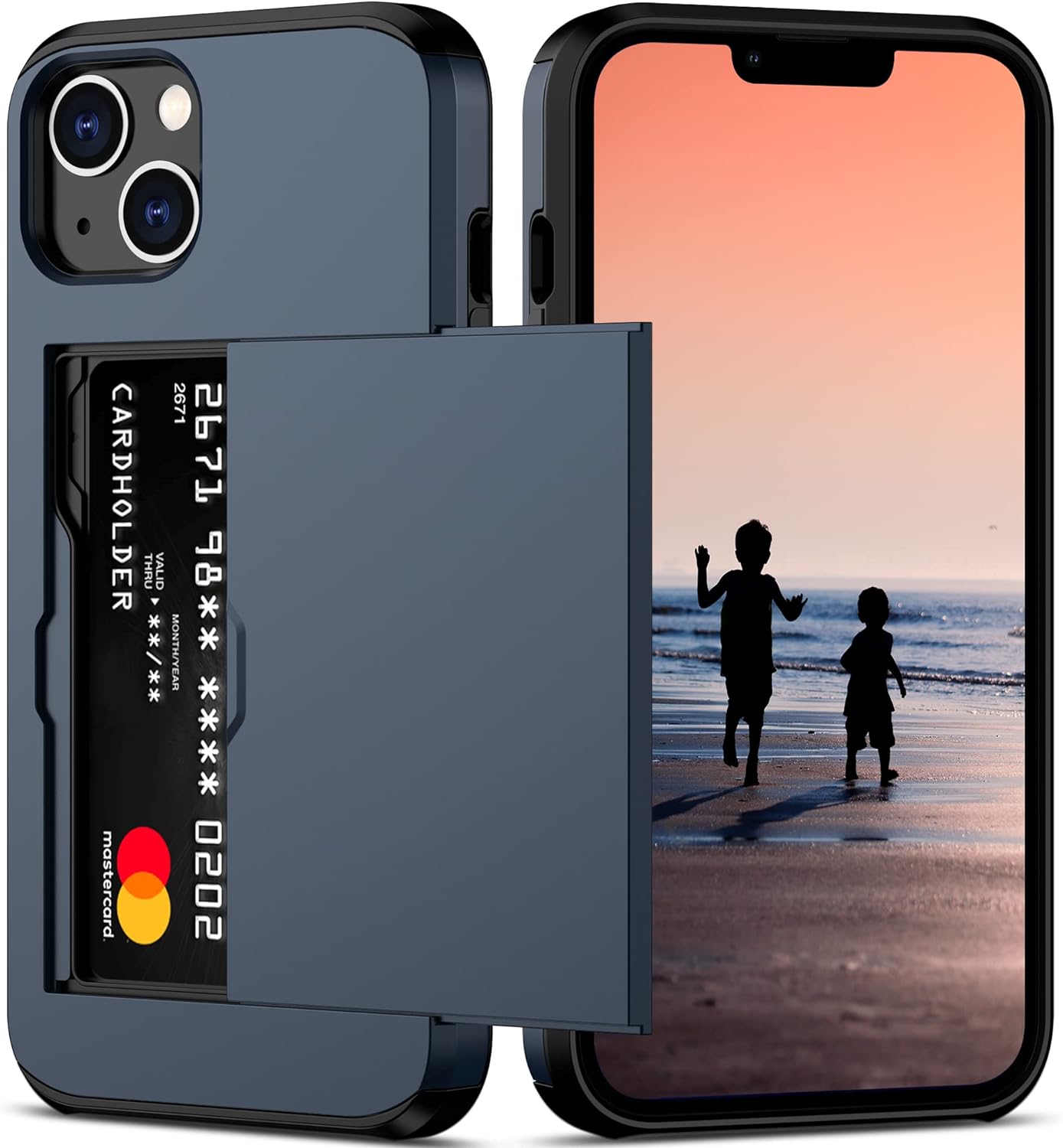 Nvollnoe for iPhone 14 Case with Card Holder Heavy Duty Protective Dual Layer Sh...