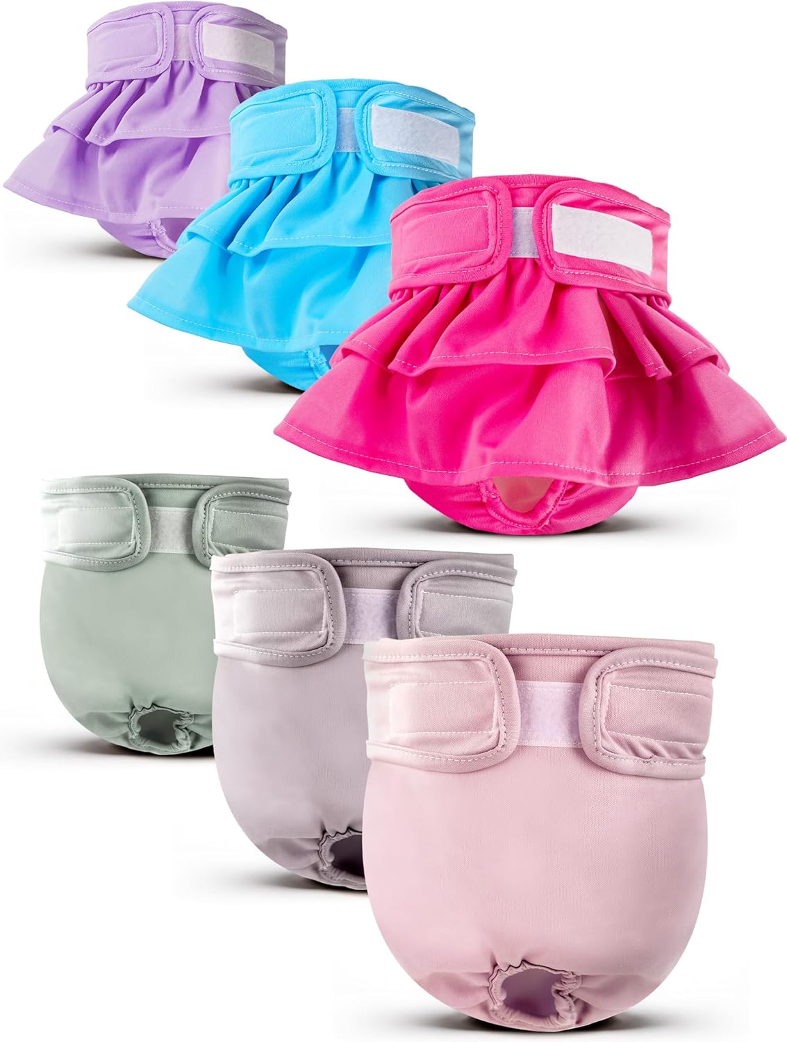 XPCARE 6 Pack Washable Female Dog Diapers - Reusable Doggie Diapers, Highly Abso...