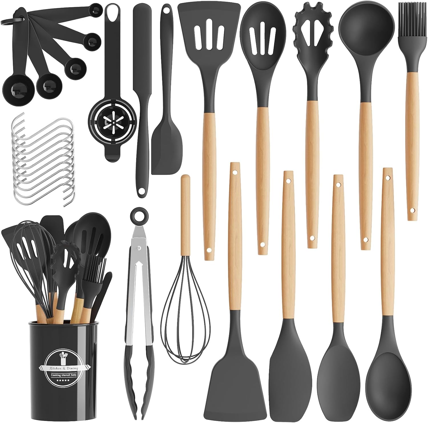 Kitsure Kitchen Utensils Set - 30 PCS, Silicone Cooking Utensils Set with Holder...