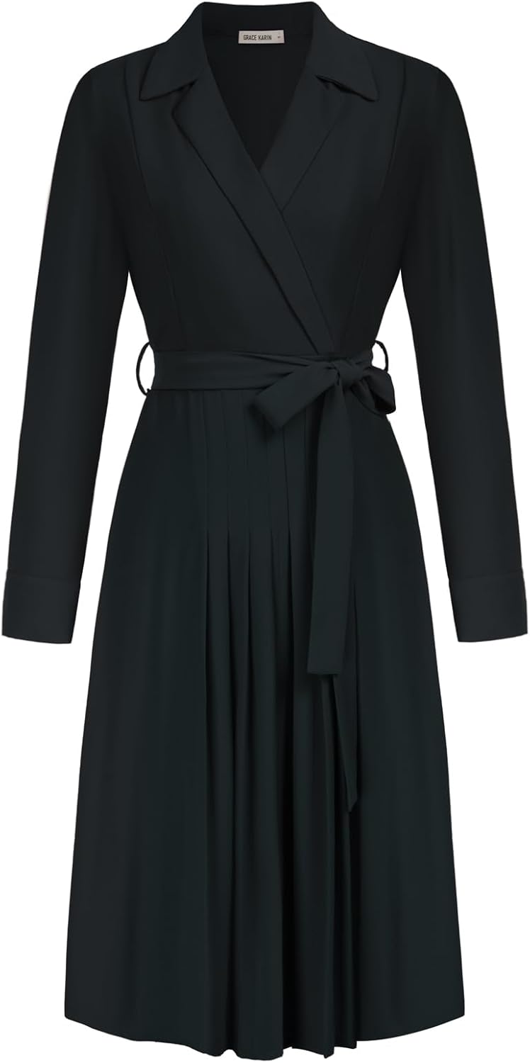 GRACE KARIN Women's Dress, High-Quality Long Sleeve Work Dresses, Unique Fall Co...