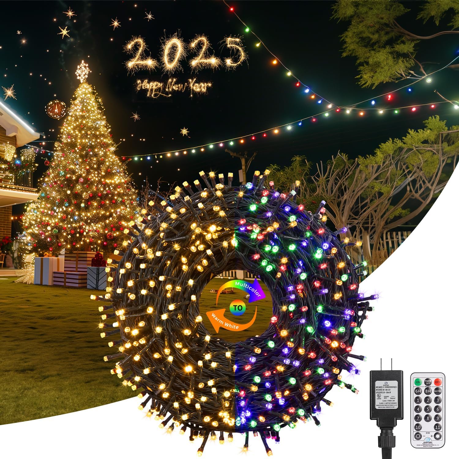 KYEKIO 157FT 480LED Christmas Lights Outdoor, 11Mode Color Changing String Light...