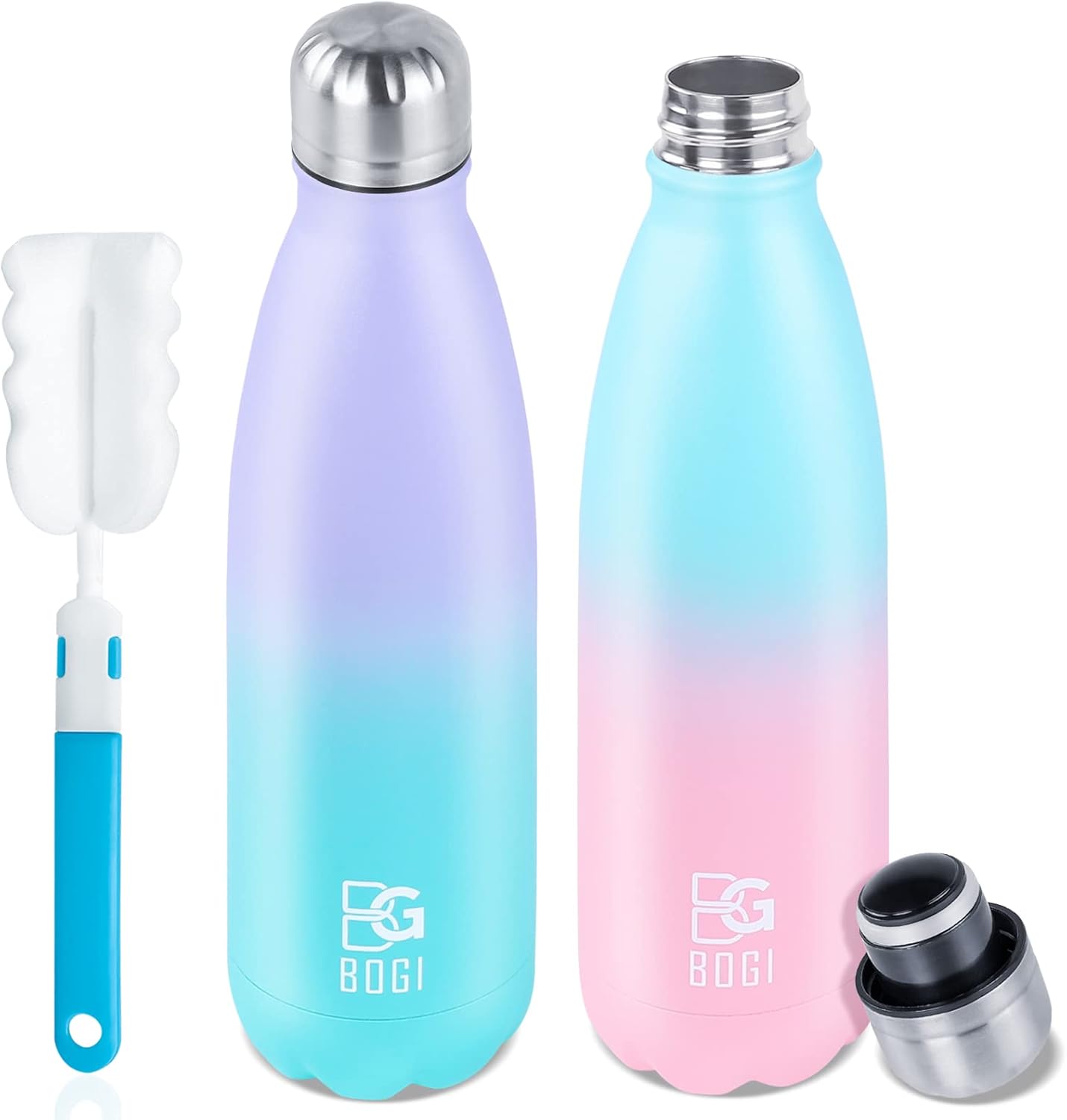 BOGI 2 Pack Insulated Water Bottle, Special Stainless Steel Water Bottle-Leakpro...