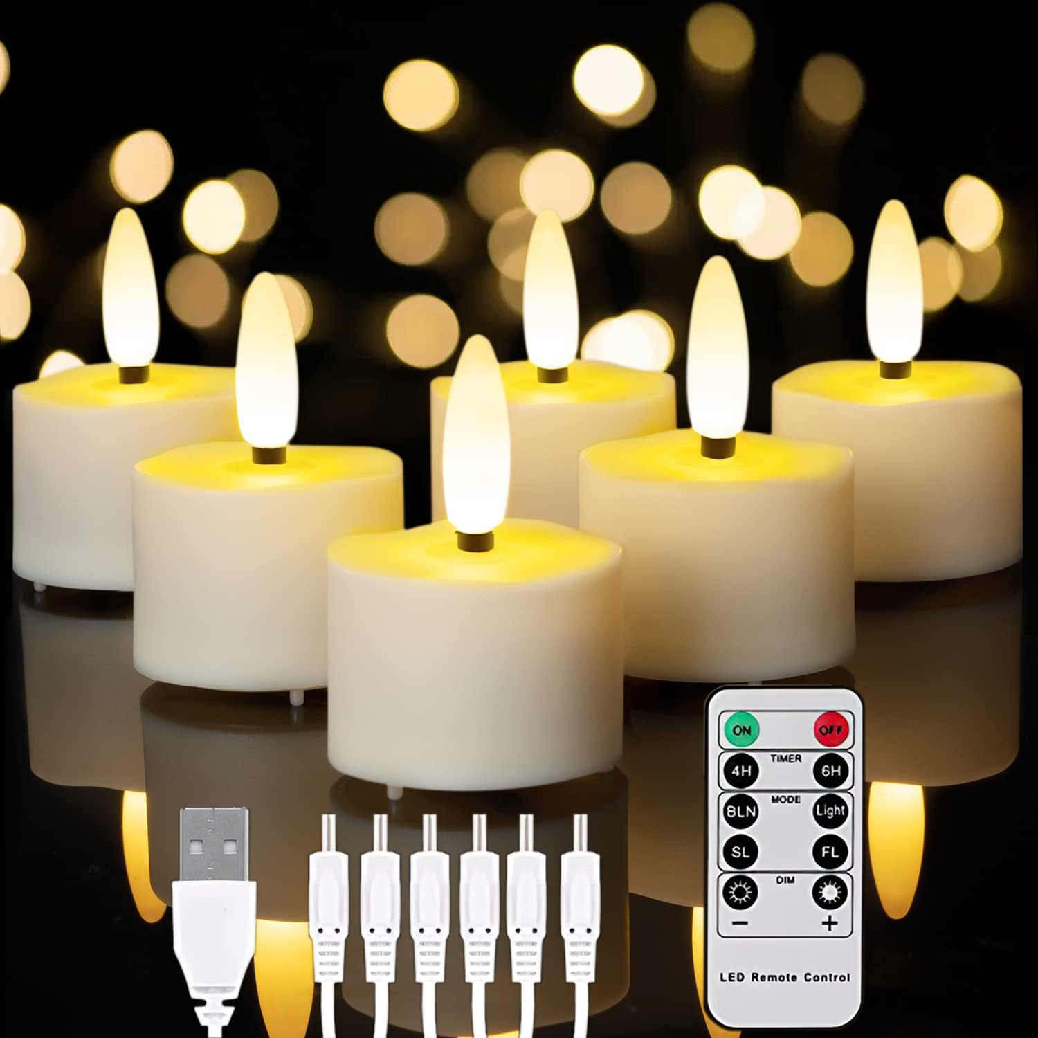 Homemory Rechargeable Candles Tea Lights with Remote Timer, LED Tea Lights Candl...