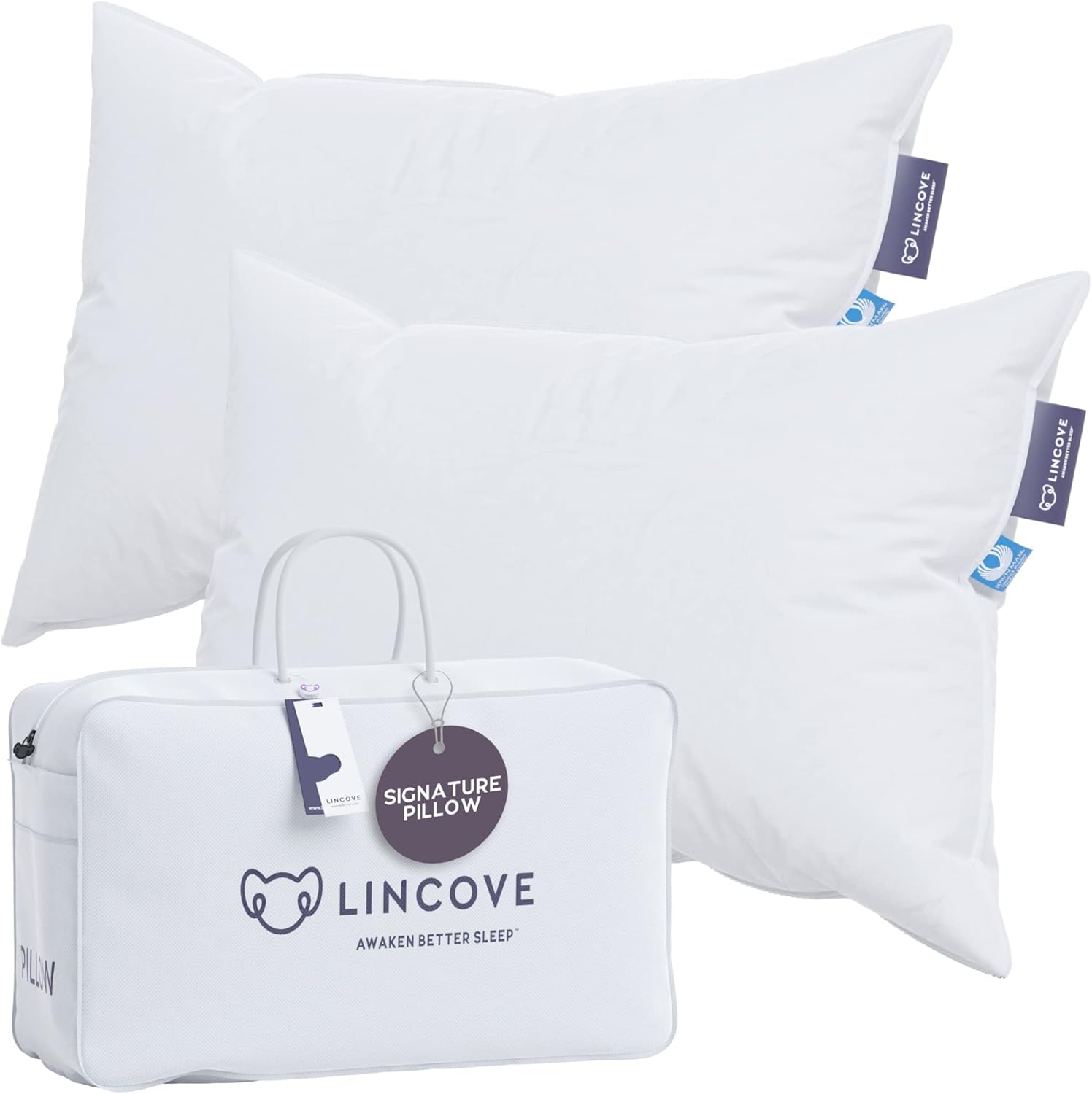 Lincove Signature Pillow, Luxury Sleeping Pillow with 100% Natural Canadian Whit...
