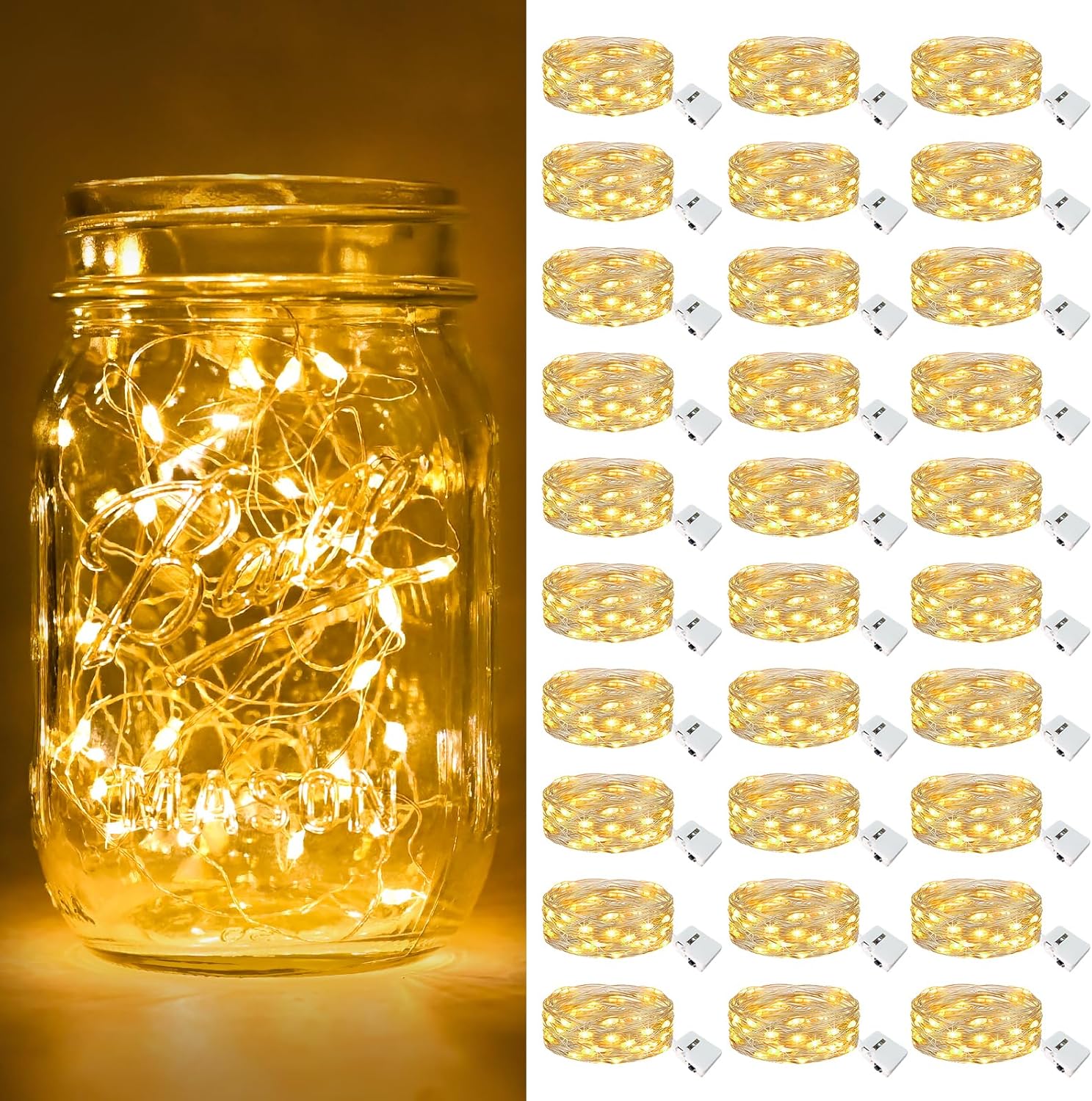 btfarm 30 Pack Fairy Lights, Unique Battery Operated String Lights with 3 Modes,...