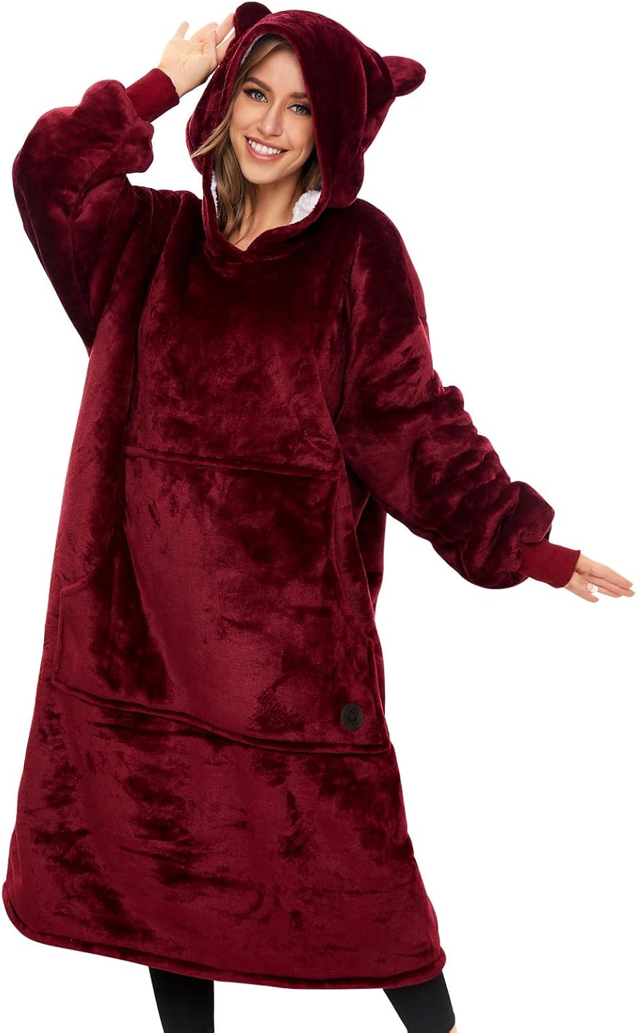 THREE POODLE Wearable Blanket Hoodie, Special Oversized Sherpa Sweatshirt Blanke...