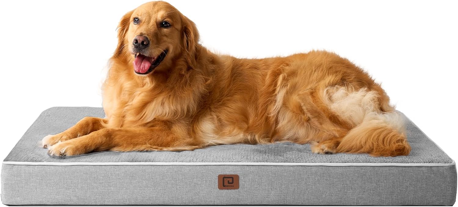 EHEYCIGA Orthopedic Memory Foam Dog Beds for Jumbo Dogs with Removable Waterproo...