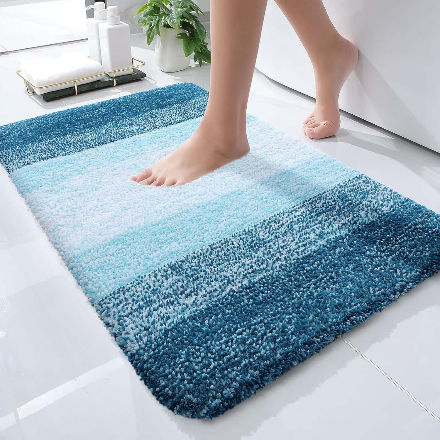 smiry Microfiber Bath Mat, Special Non-Slip Super Absorbent Bathroom Mat, Afford...