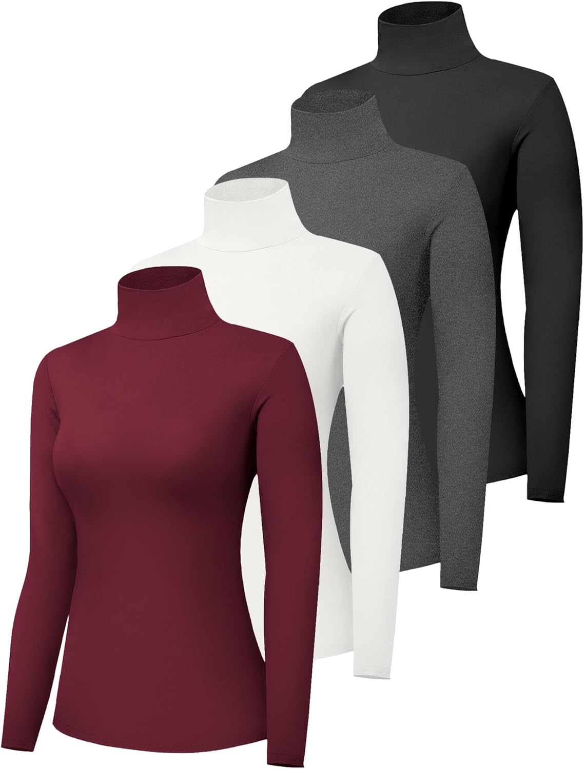 Women’s Turtle Neck Long Sleeve Shirts, Special Fall Fashion Turtleneck Baselaye...