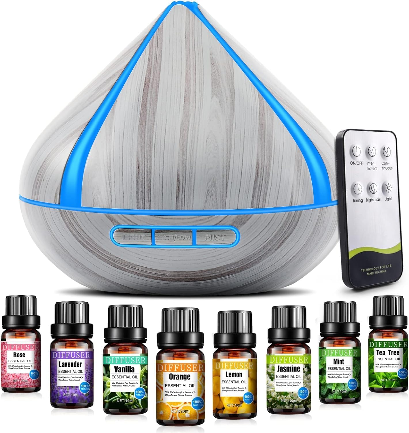 500ML Scented Oil Diffuser, Special Aromatherapy Diffuser with 8 Essential Oils...