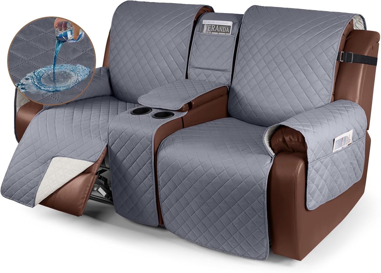 KinCam Recliner Loveseat Cover, Special Waterproof Recliner Cover with Console,...