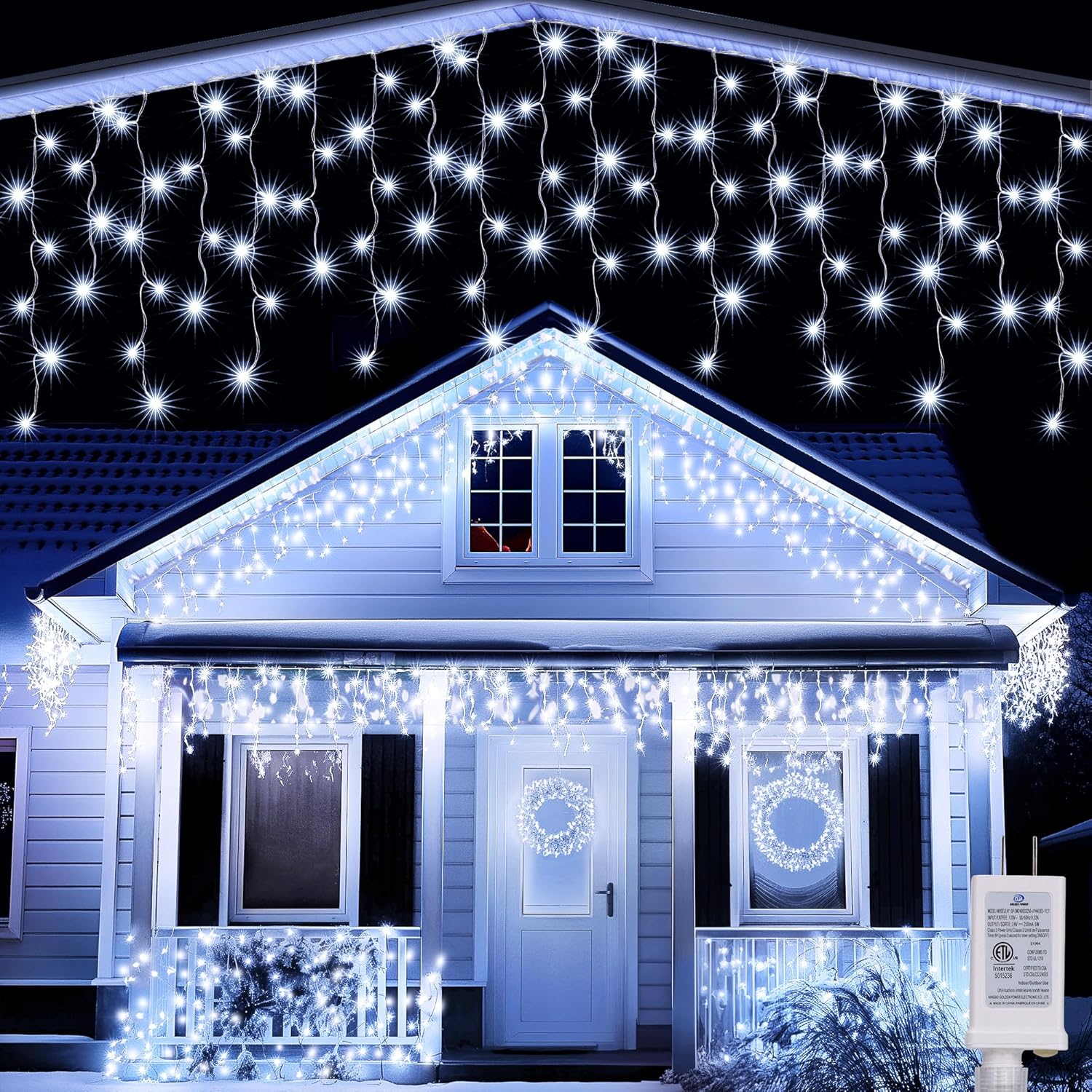Joomer Christmas Icicle Lights, 32Ft 8 Modes Waterproof Christmas Icicle String...