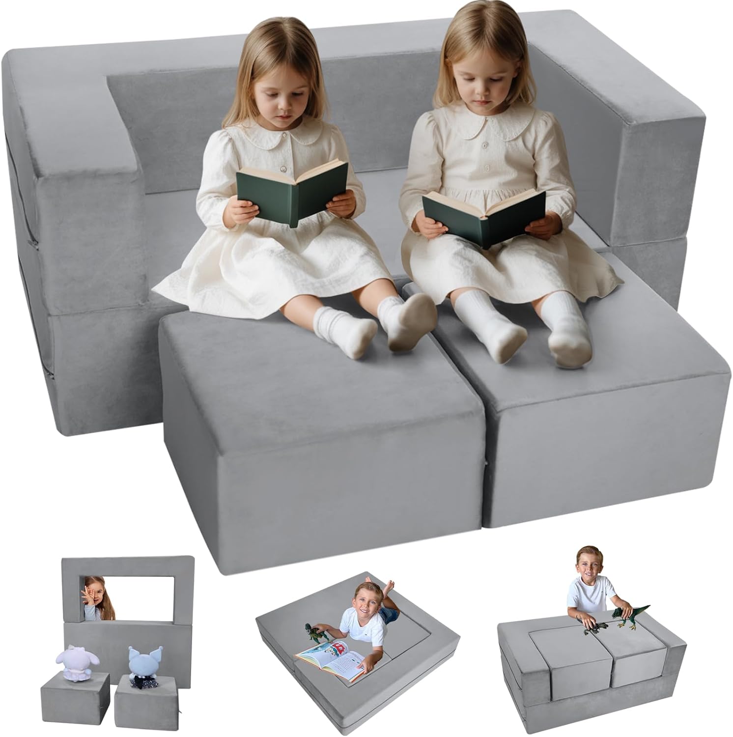 MeMoreCool Modular Kids Play Couch, Special Convertible Toddler Couch for Classr...