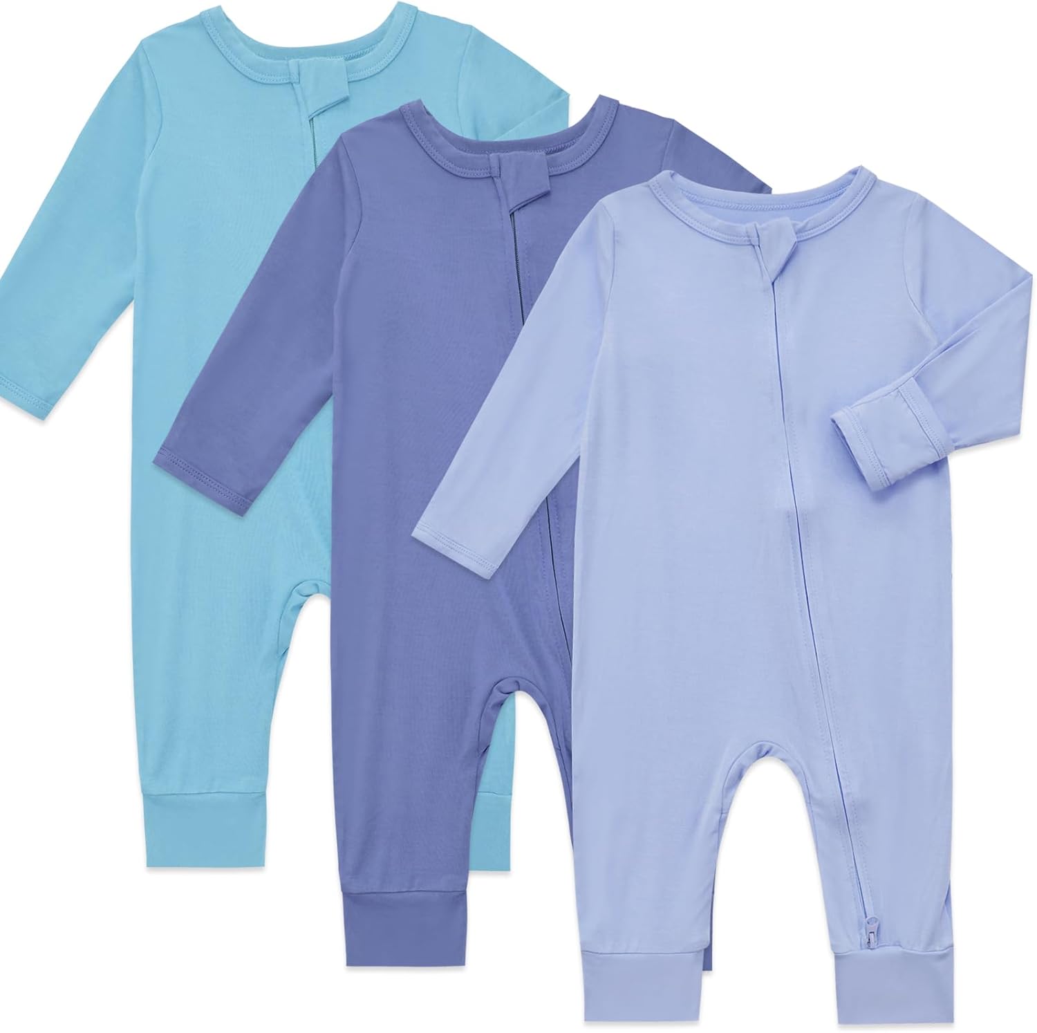 Aablexema Baby Footless Pajamas Rayon 3pcs Unisex Infant Zipper Romper with Mitt...