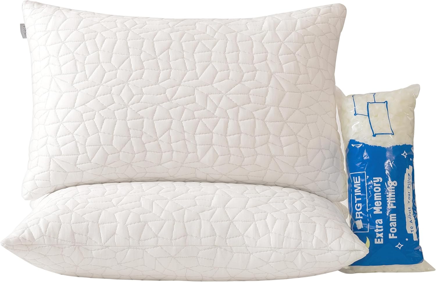 Shredded Memory Foam Pillows, Unique Adjustable Bed Pillows for Side Back Stomac...