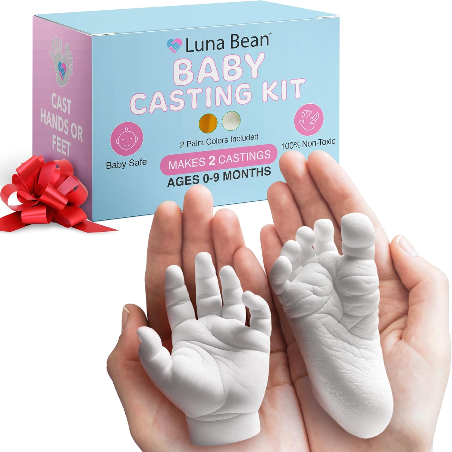 Luna Bean Baby Keepsake Hand Casting Kit - Plaster Hand Molding Casting Kit for...