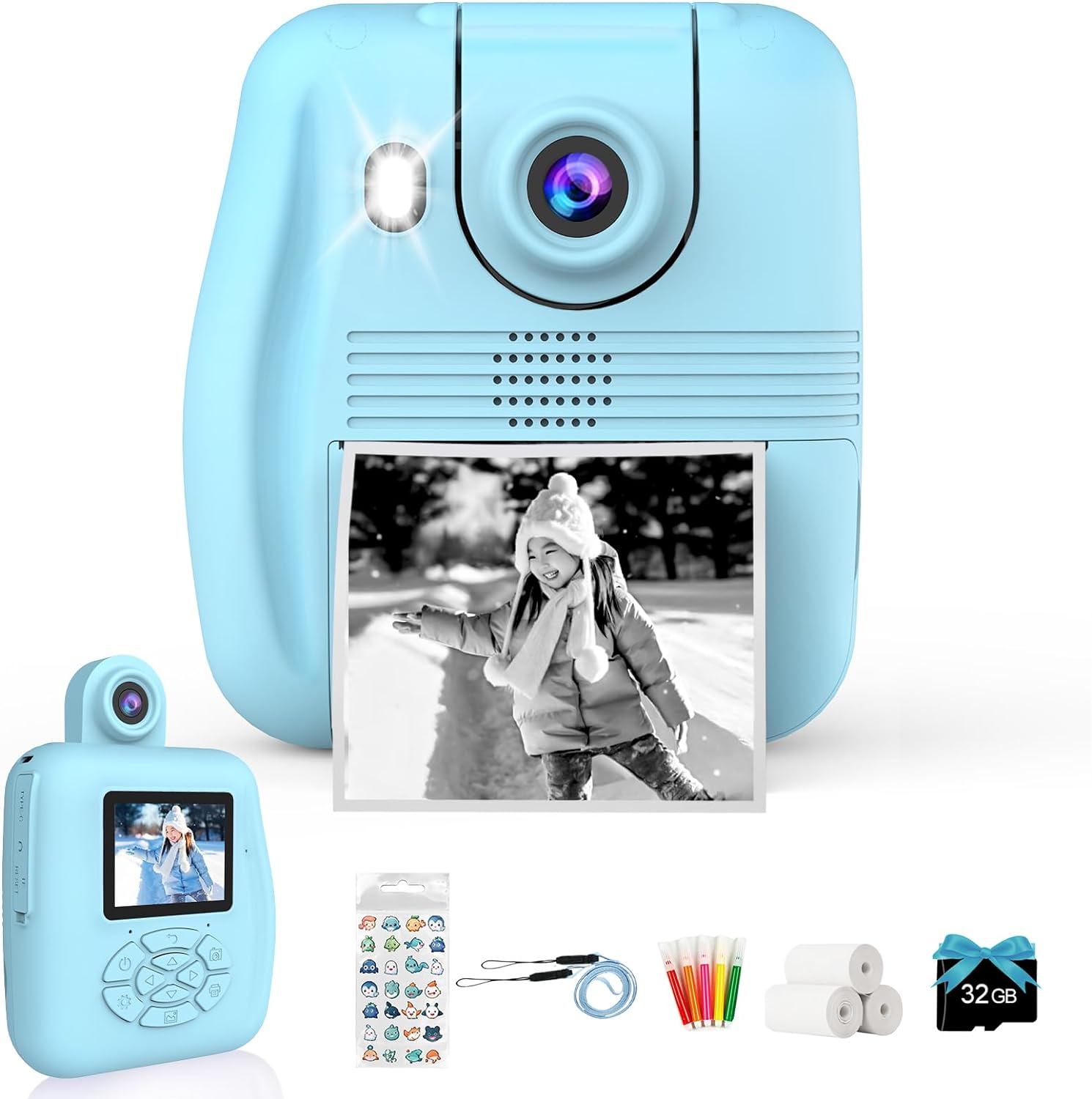 Kids Camera Instant Print - Instant Print Camera for Kids, Inkless Camera Instan...