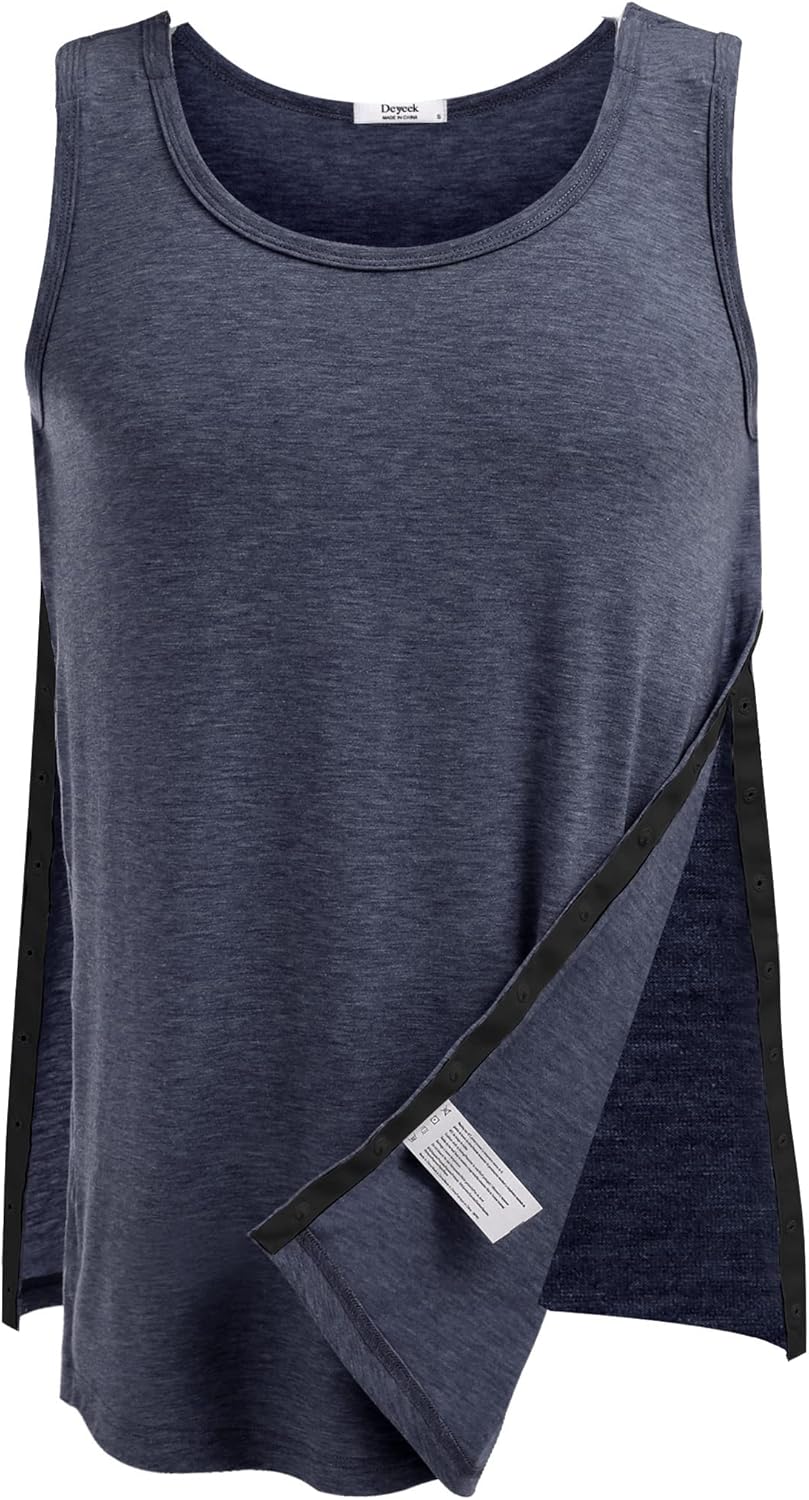 Deyeek Post Surgery Shirt, Special Unisex Shoulder Snap-Access Tank Top, Innovat...