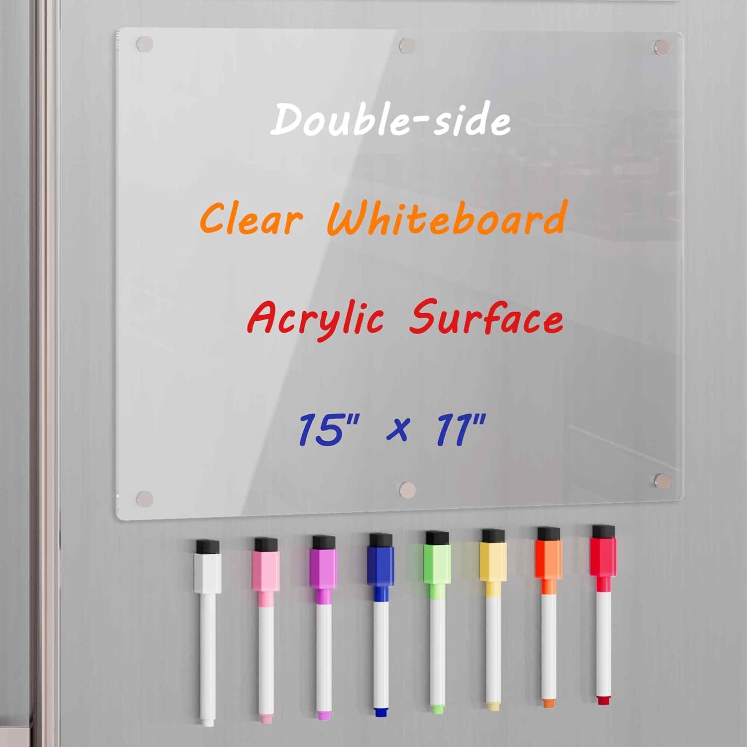Acrylic Magnetic Dry Erase Board, Special Clear Whiteboard for Refrigerator, Inn...