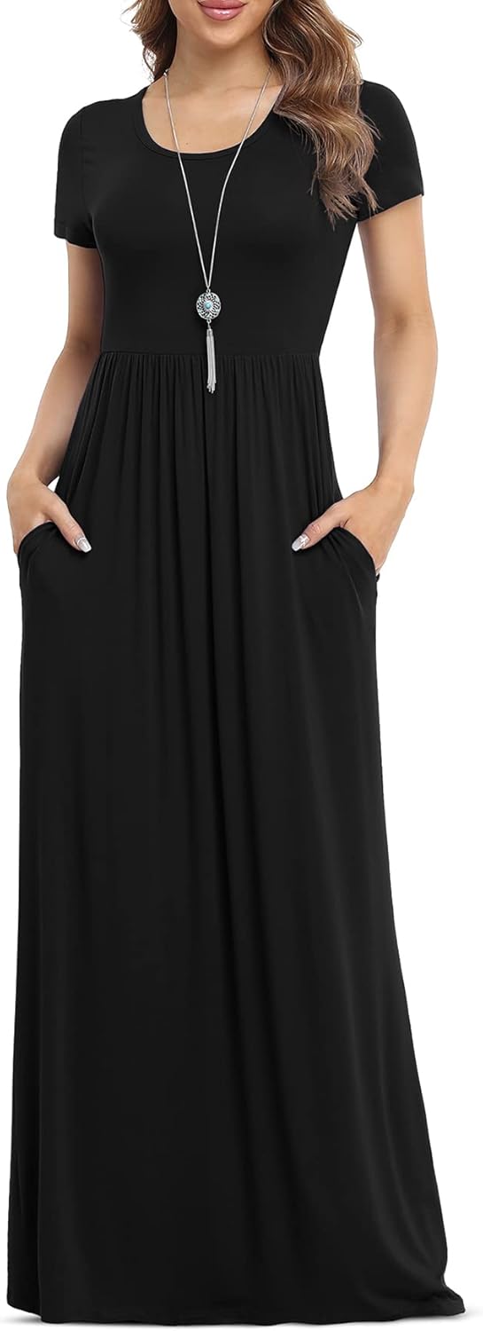 VIISHOW Women's Maxi Dresses, Special Short Sleeve Loose Plain Casual Long Dress...