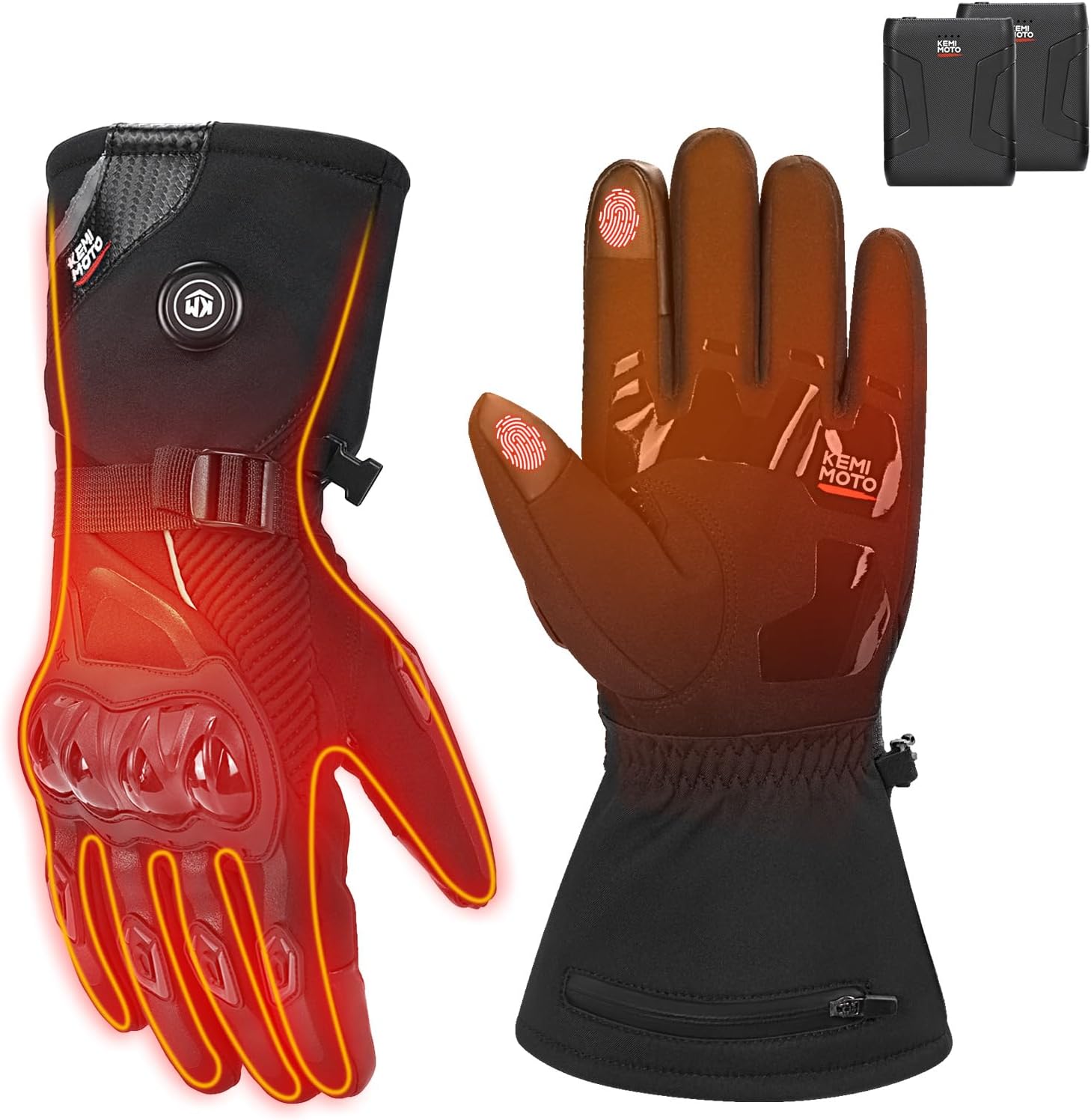 KEMIMOTO Heated Motorcycle Gloves for Men and Women with Hard Protective Shields...