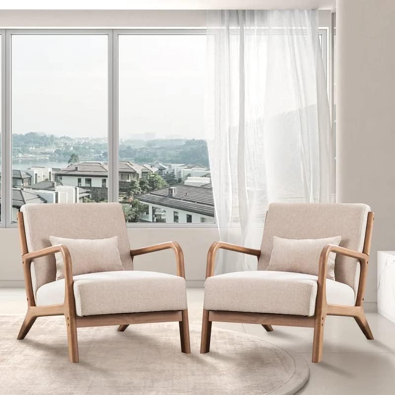 ANJHOME Mid Century Modern Accent Chairs, Special Set of 2 Chairs, Unique Fabric...