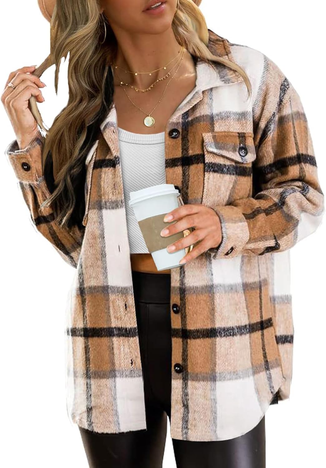 Title:⁠ "Special Blansdi Womens Flannel Shacket, Unique Jacket Plaid Button Down...
