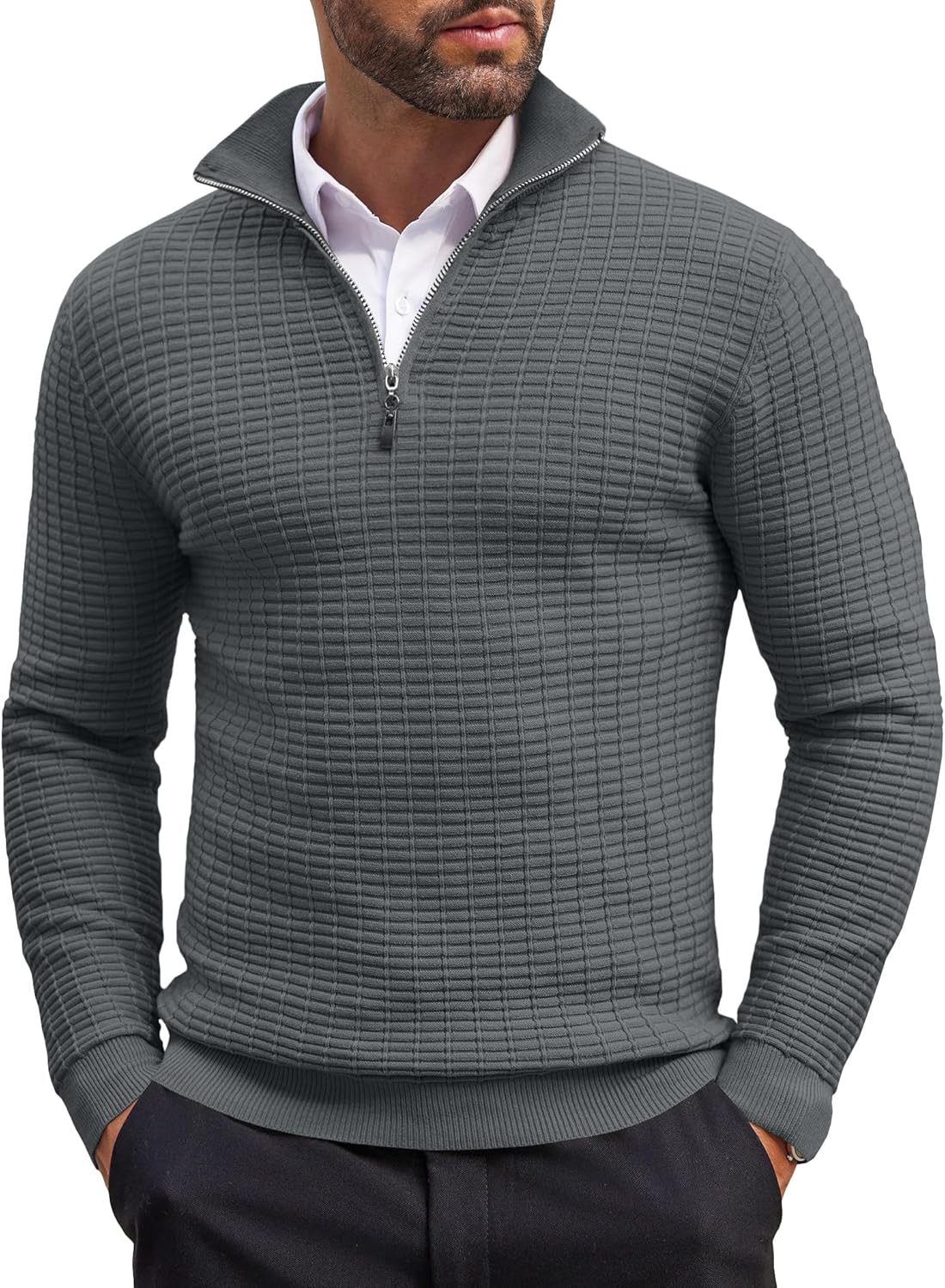 COOFANDY Men's Quarter Zip Sweaters, Special Slim Fit Lightweight Sweater, Affor...
