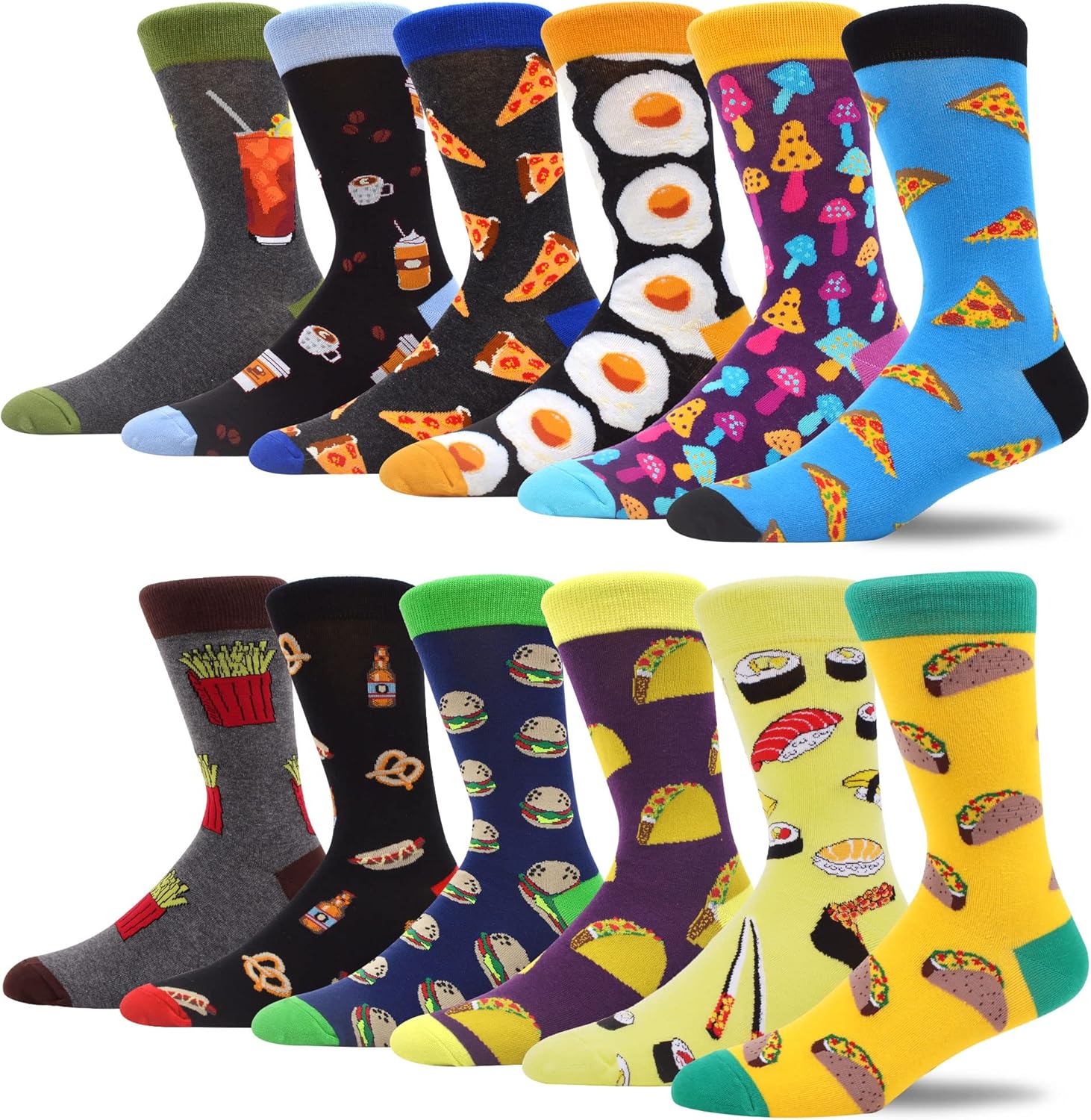 MAKABO Men's Fun Dress Socks, Special Colorful Novelty Patterned Cotton Crew Soc...