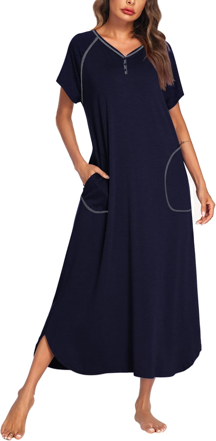 Special Ekouaer Long Nightgown, Unique Women's Loungewear with Short Sleeve, Inn...