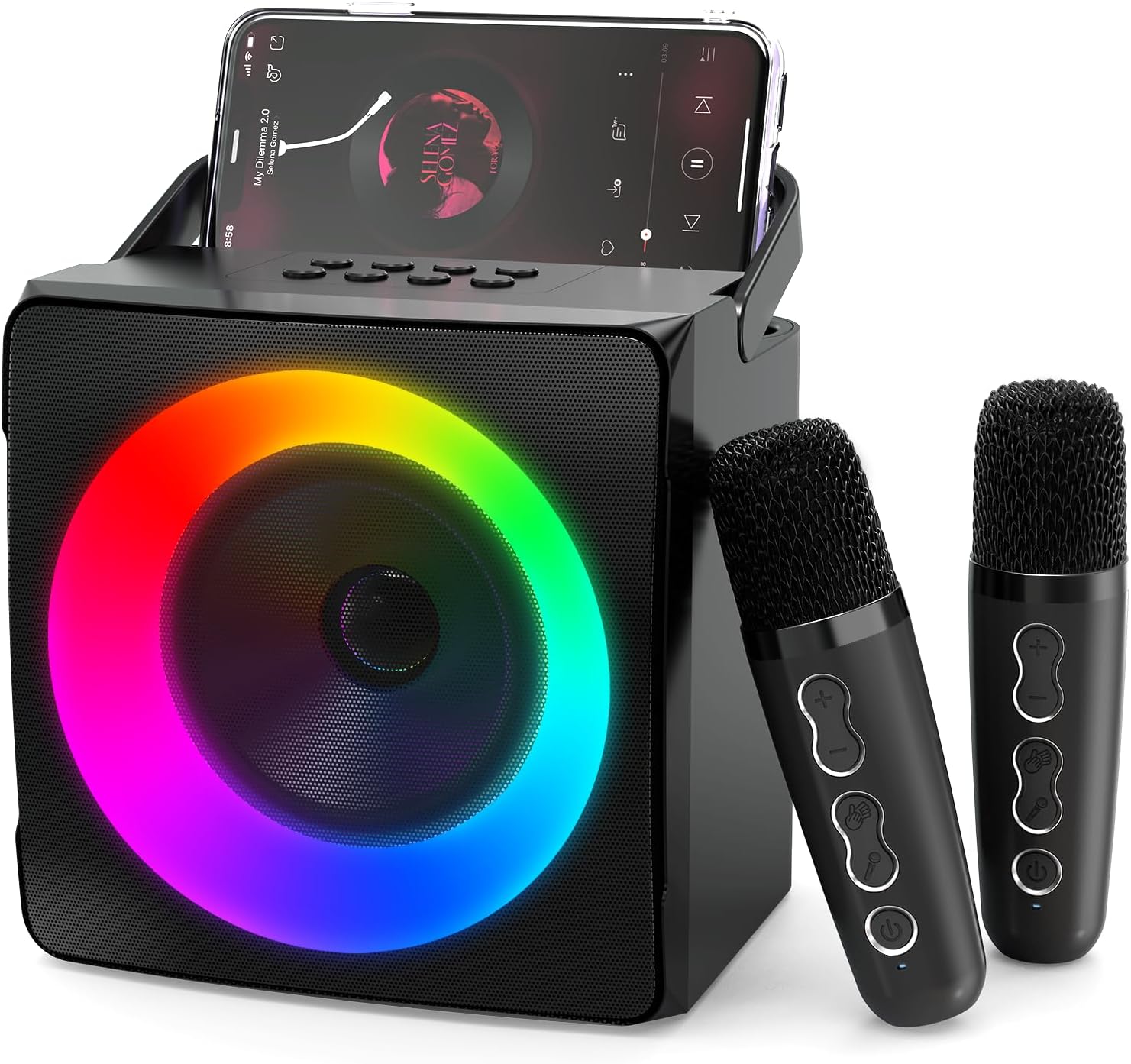 Ankuka Karaoke Machine with Two Wireless Microphones, Portable Karaoke Machine f...