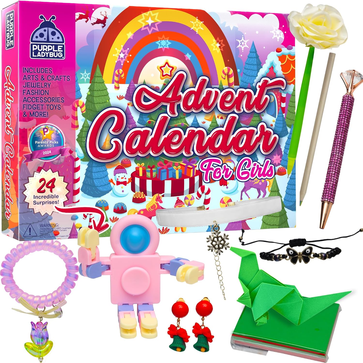 PURPLE LADYBUG Christmas Advent Calendar, Special Girls Calendar with 24 Unique...