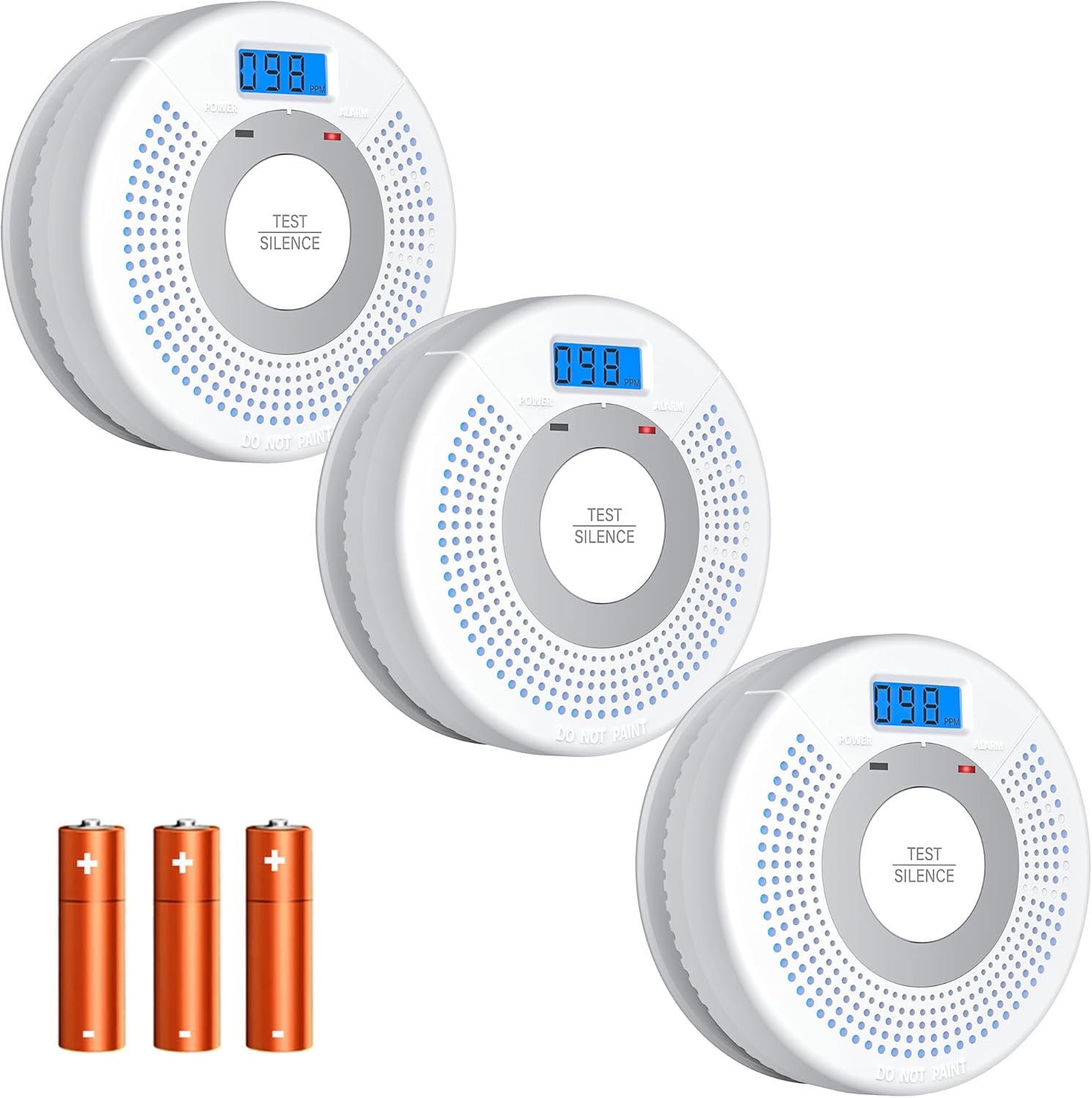 3 Pack Combination Photoelectric Smoke Alarm and C...