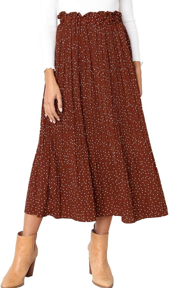 EXLURA Womens Skirt, Special High Waist Polka Dot Pleated Skirt, Stylish Womens...
