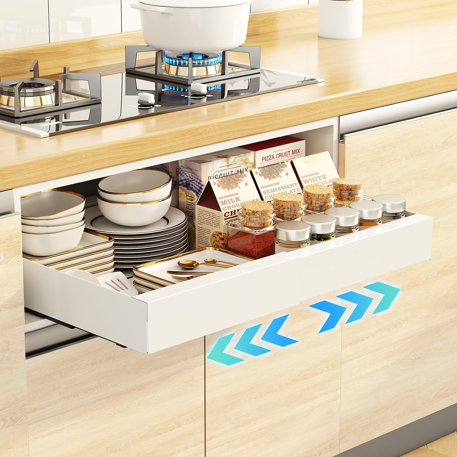 Godboat Pull Out Cabinet Organizer, Slide Out Drawers for Kitchen Cabinets, (12....
