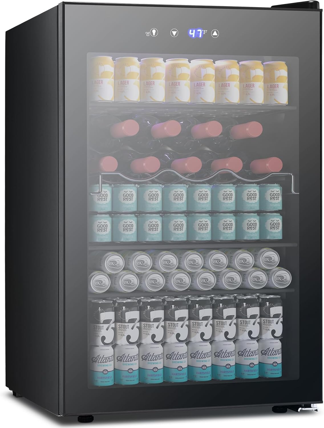 Joy Pebble Beverage Refrigerator Cooler 4.5 Cu.Ft,145 Can Mini Fridge with Glass...