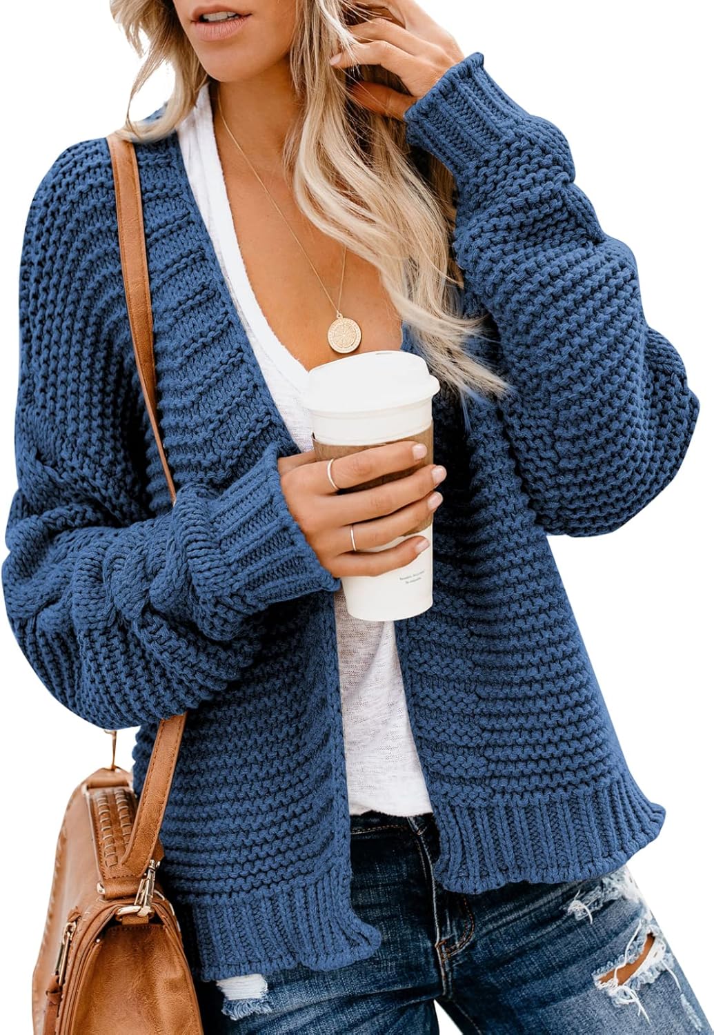 Dokotoo Womens Sweater, Special Open Front Long Sleeve Chunky Knit Cardigan, Inn...