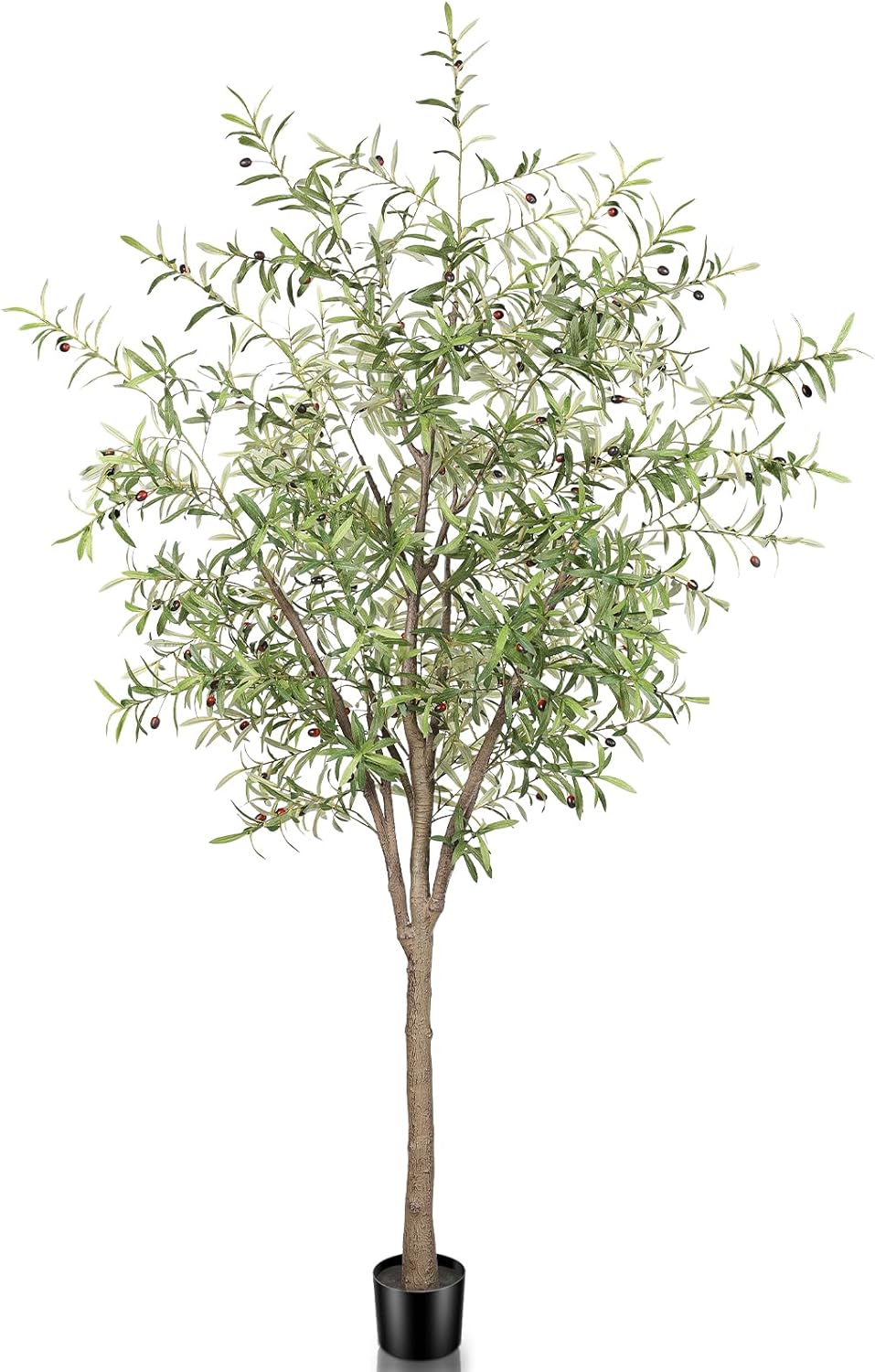 Faux Olive Tree 8ft, Unique Tall Artificial Olive Trees for Indoor, Realistic 8...