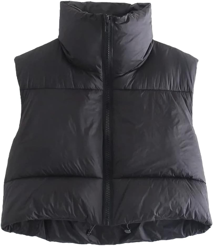 KEOMUD Women's Winter Crop Vest Lightweight Sleeveless Warm Outerwear Puffer Ves...