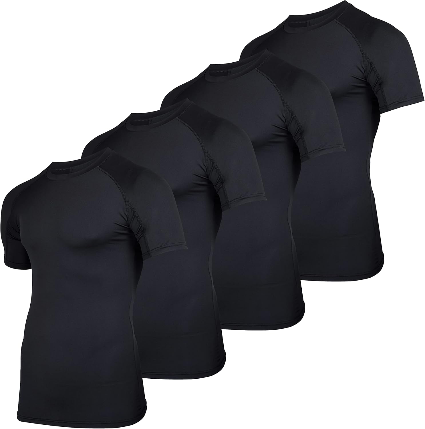 Real Essentials 4 Pack, Special Men's Compression T-Shirt, Affordable Base Layer...
