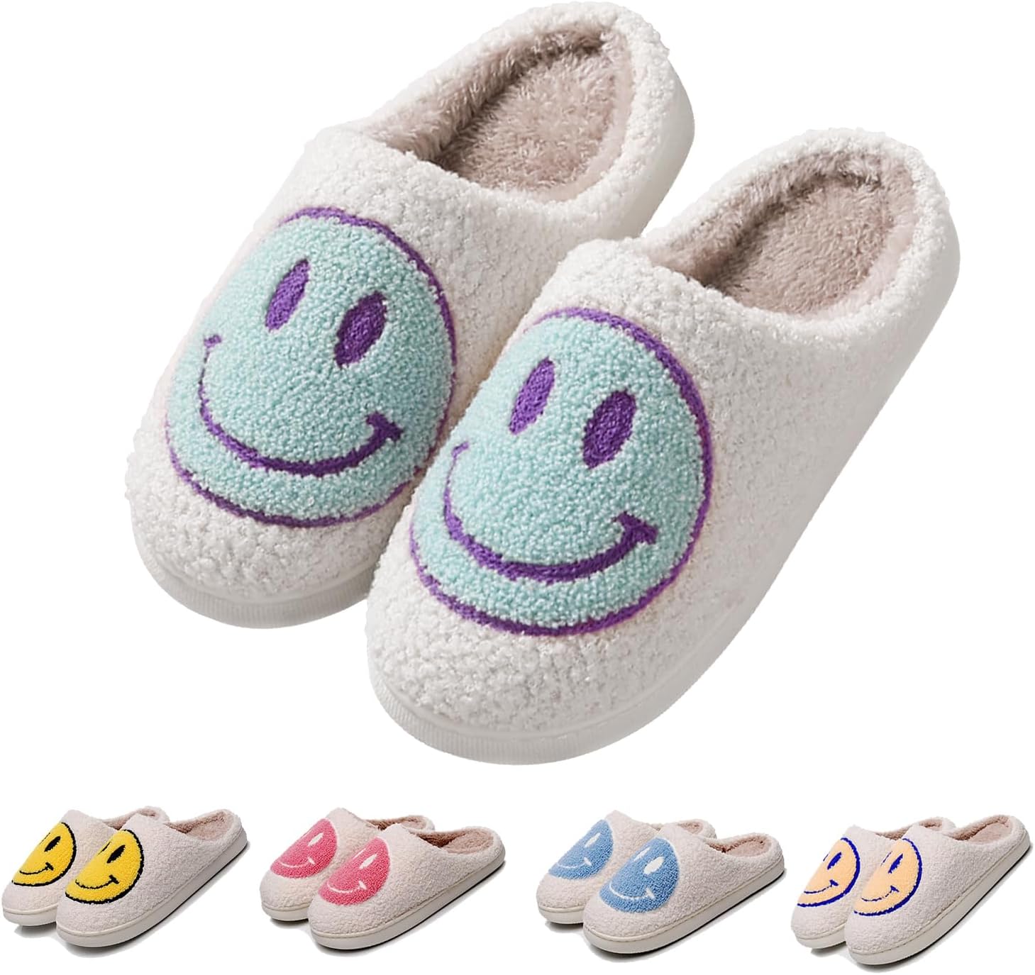 FACAXEDRE Smile Face Slippers, Unique Smile Happy Face Slippers, Special Retro S...